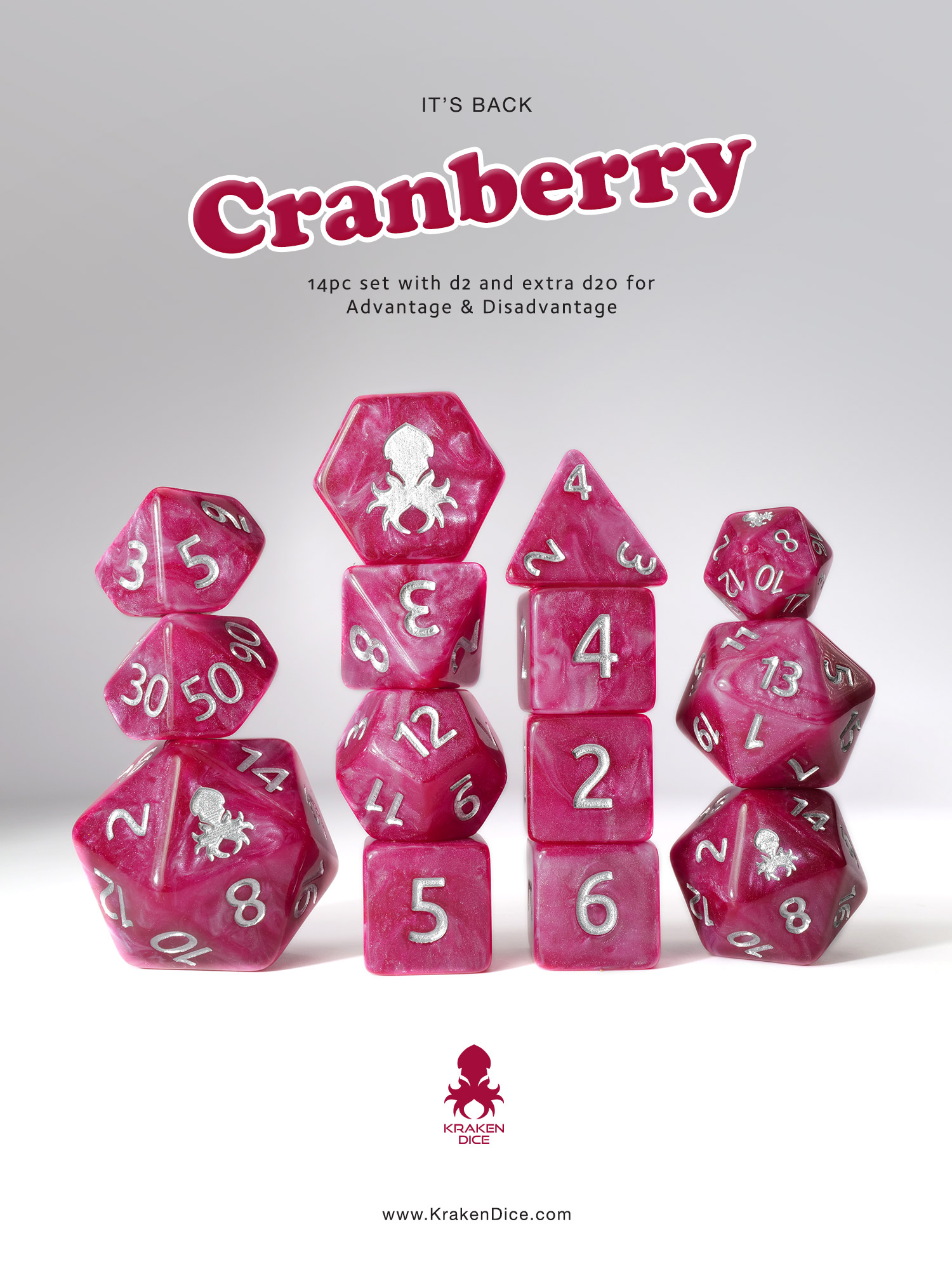 Cranberry 12pc Dice Set