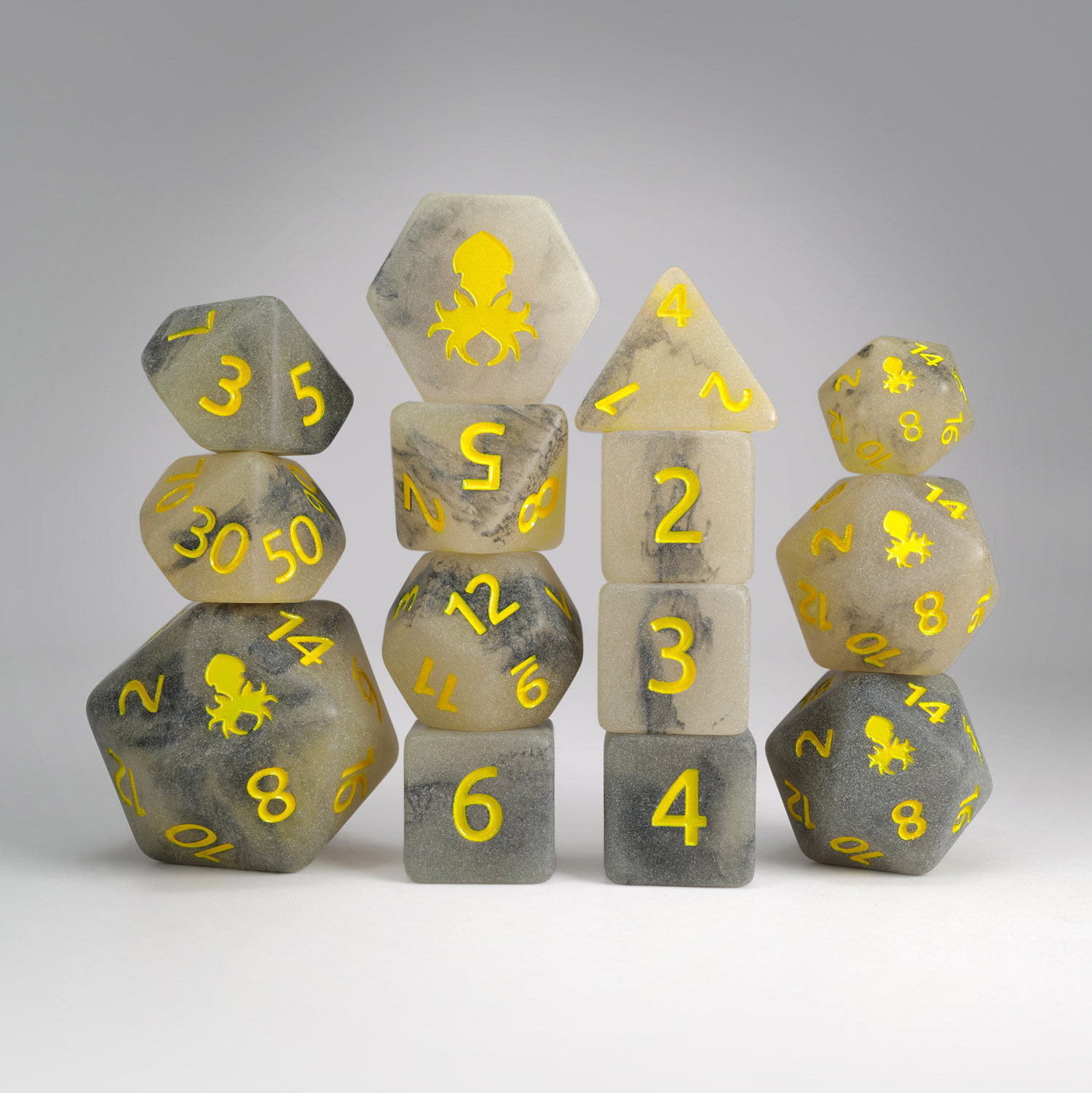 Yellow Plague 14pc Glow in the Dark Dice Set