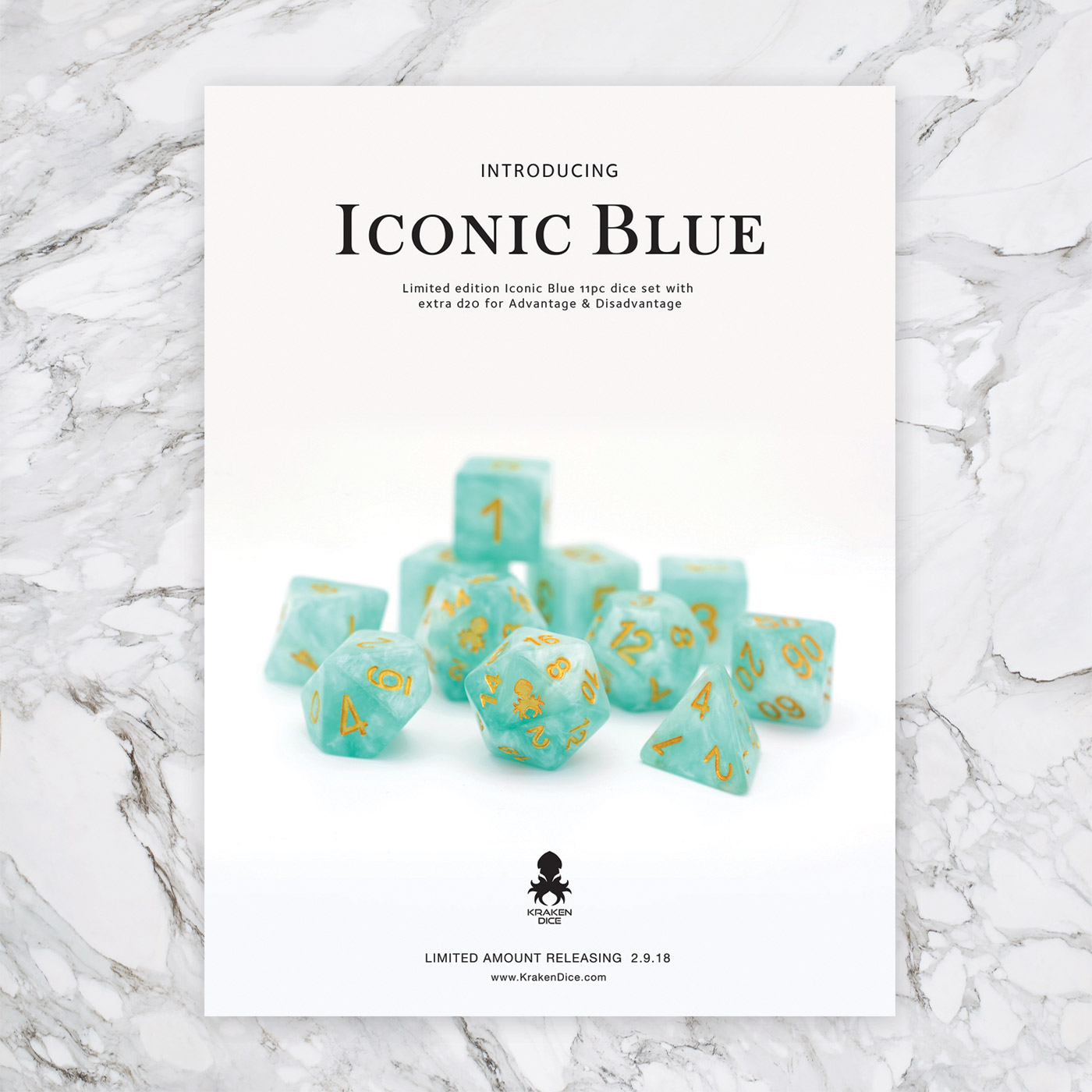 Iconic Blue 11pc Dice Set