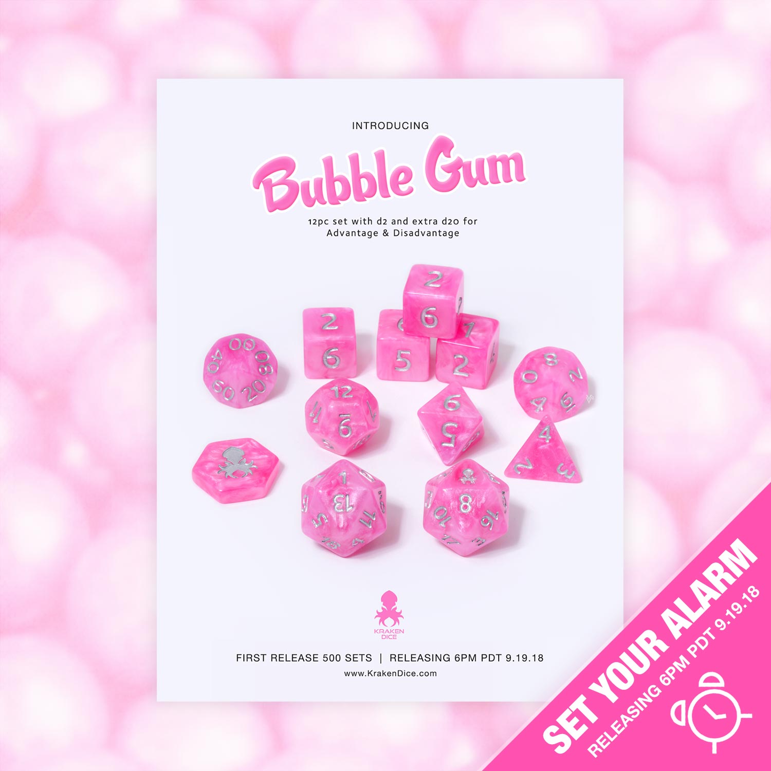 Bubble Gum 12pc Dice Set