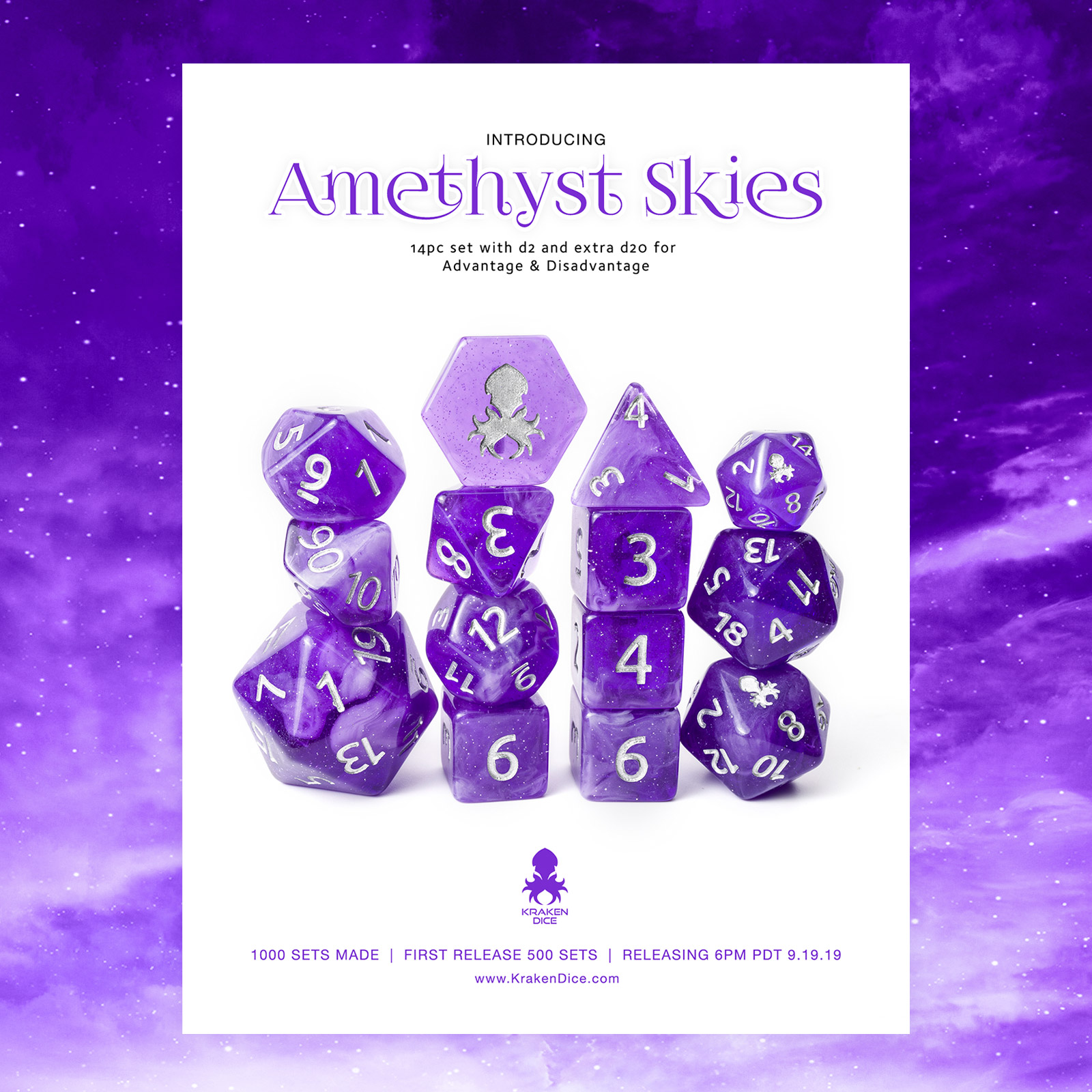 Amethyst Skies 14pc Dice Set