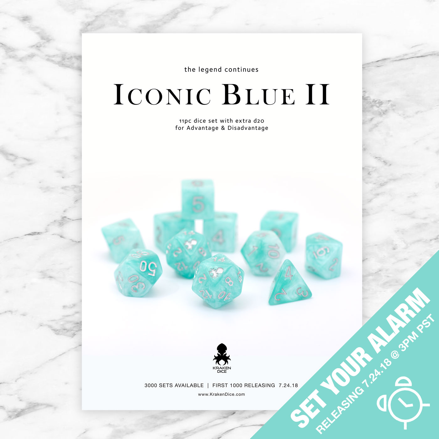 Iconic Blue 2: 11pc Dice Set