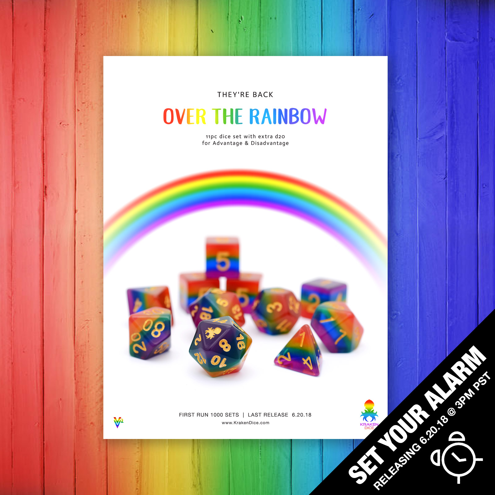Over The Rainbow 11pc Dice Set