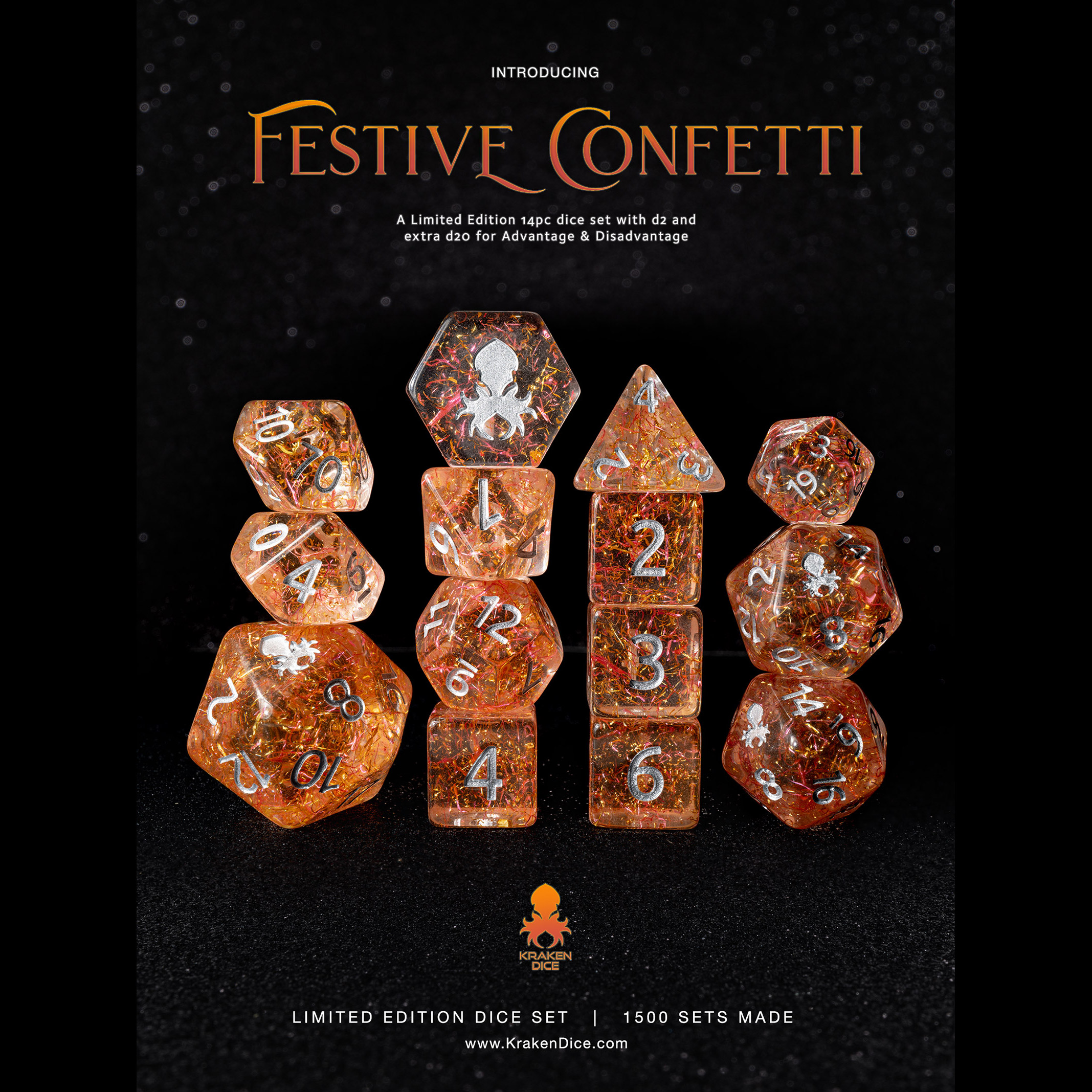 Festive Confetti 14pc Dice Set