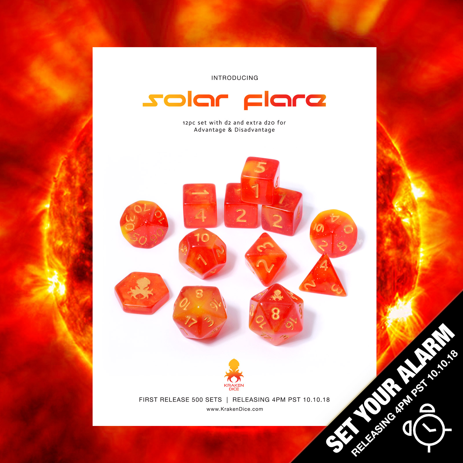 Solar Flare 12pc Dice Set
