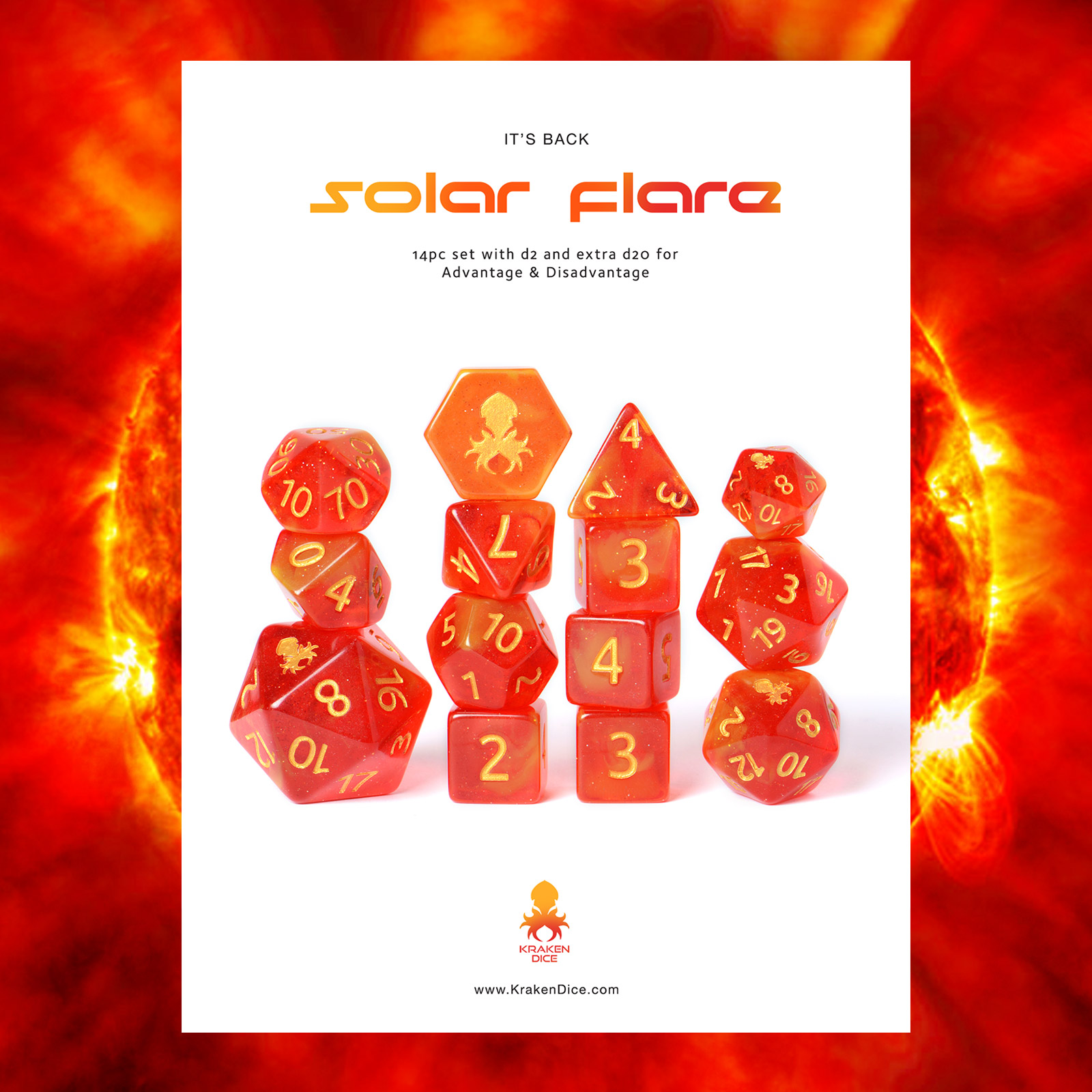 Solar Flare 14pc Dice Set