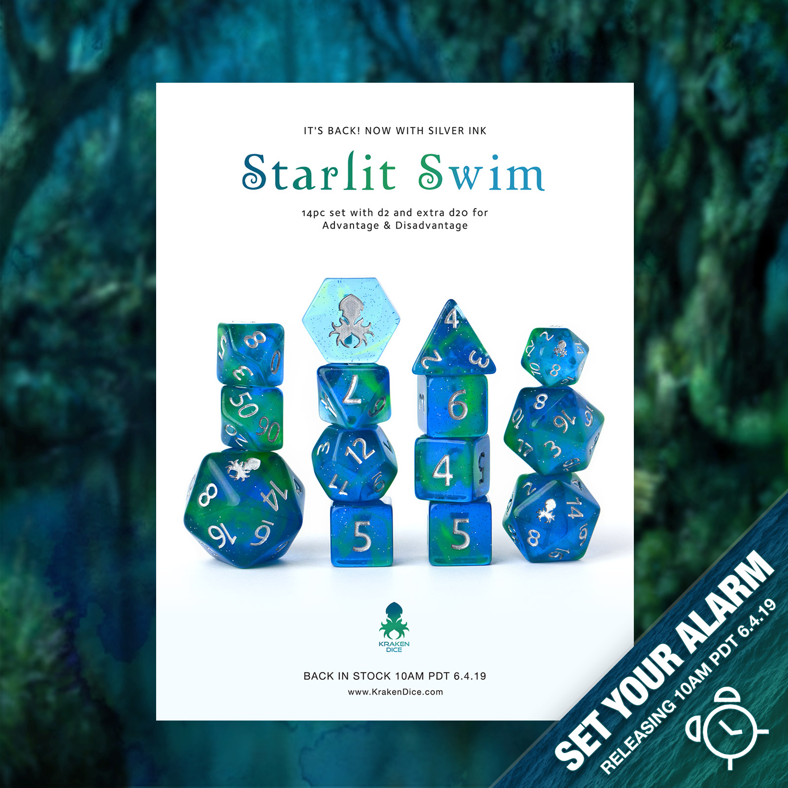 Starlit Swim 14pc Dice Set