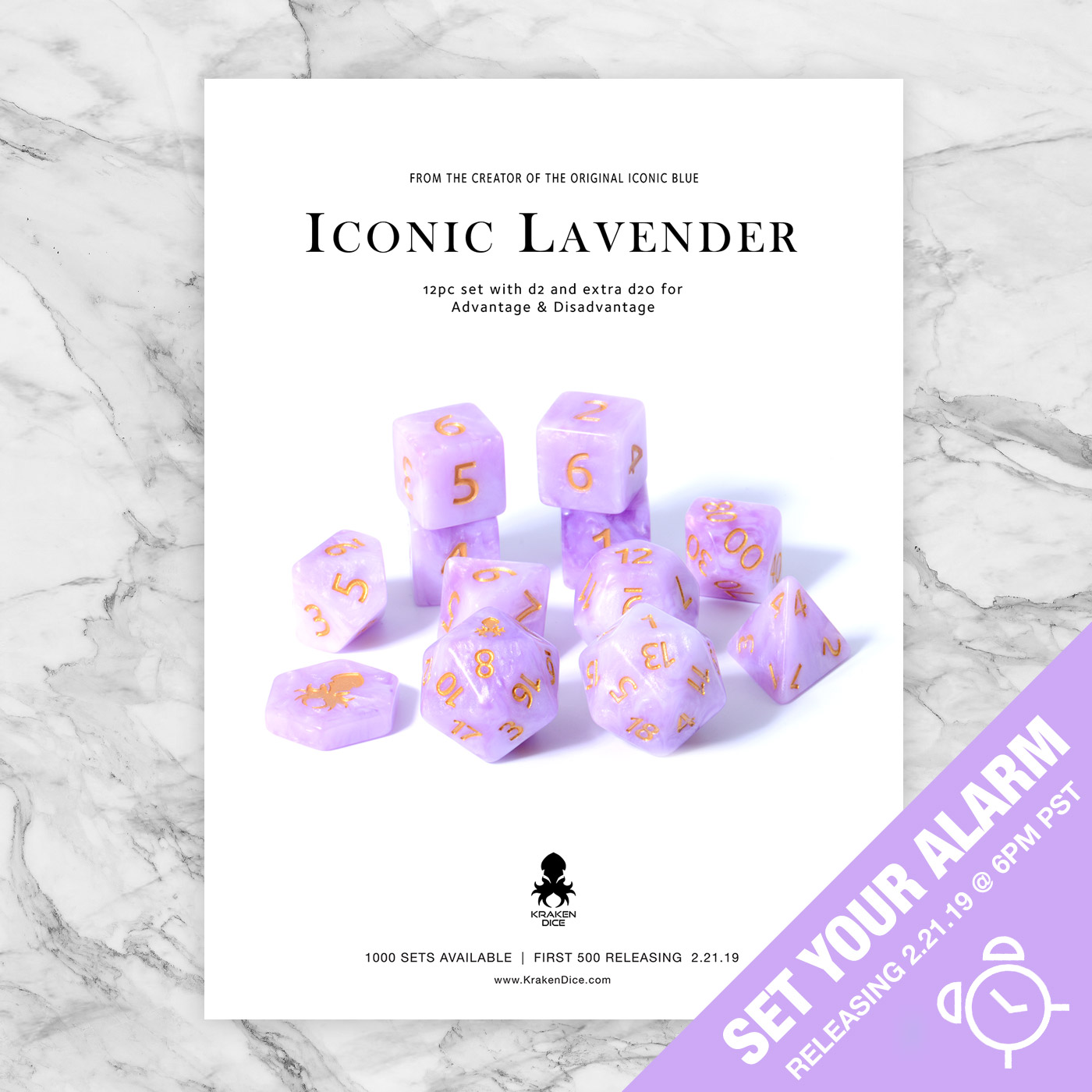 Iconic Lavender 14pc Dice Set
