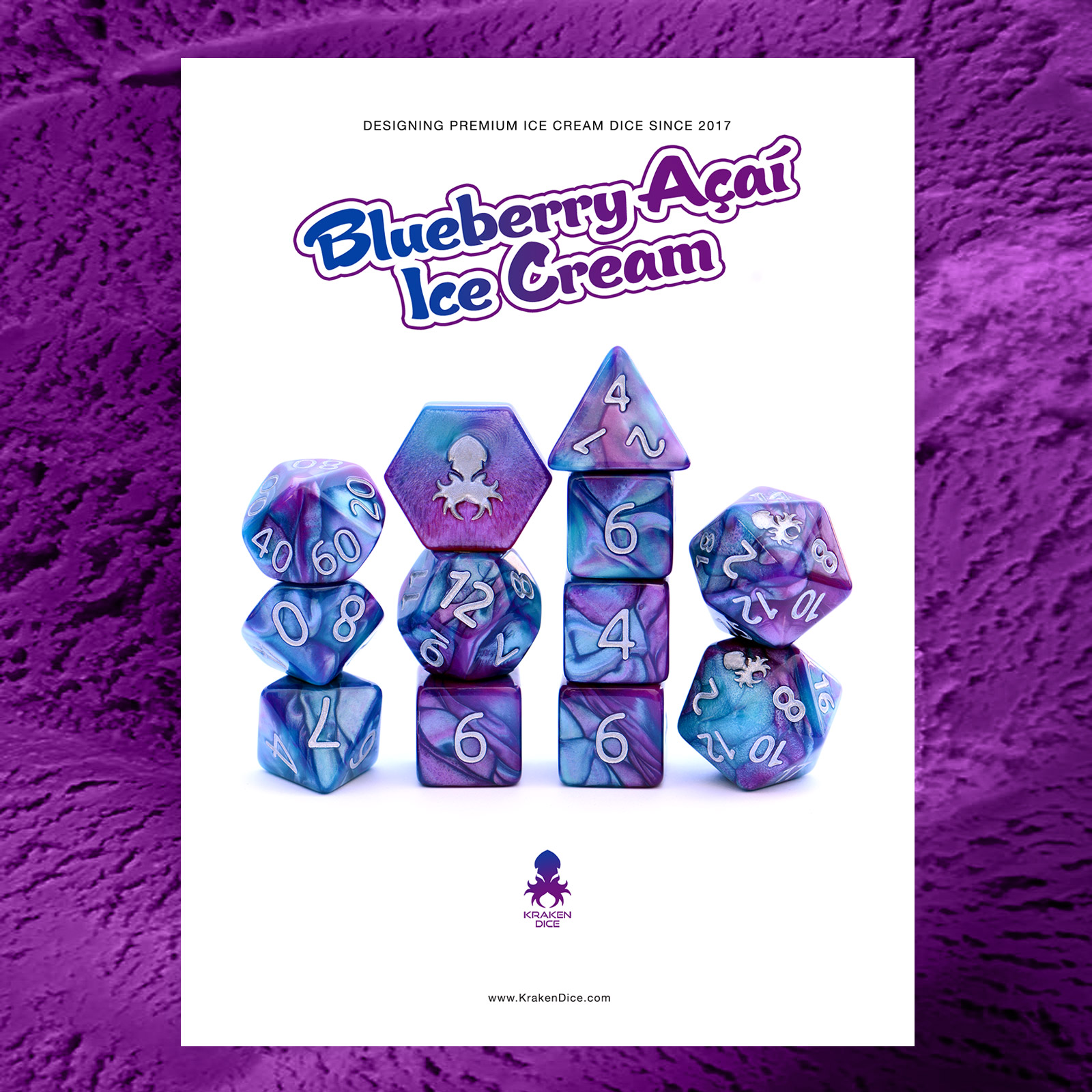 Blueberry Acai Ice Cream 12pc Dice Set
