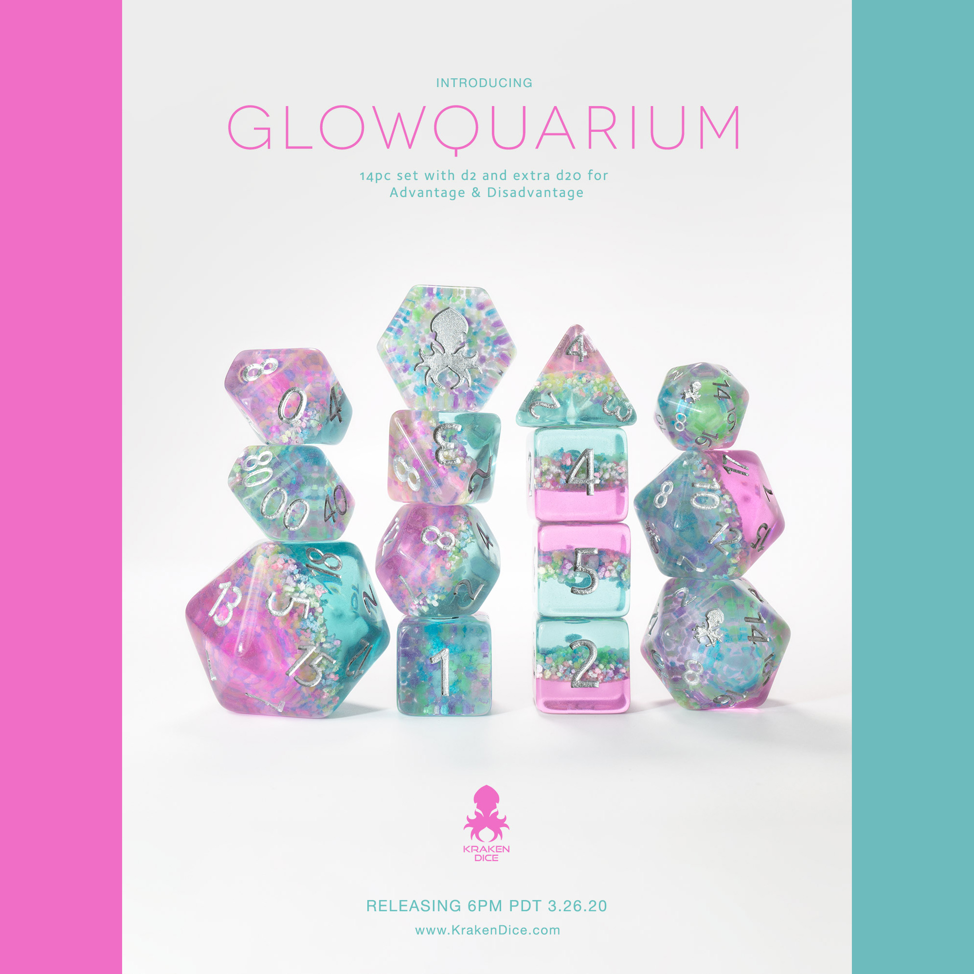 Glowquarium 14pc Dice Set