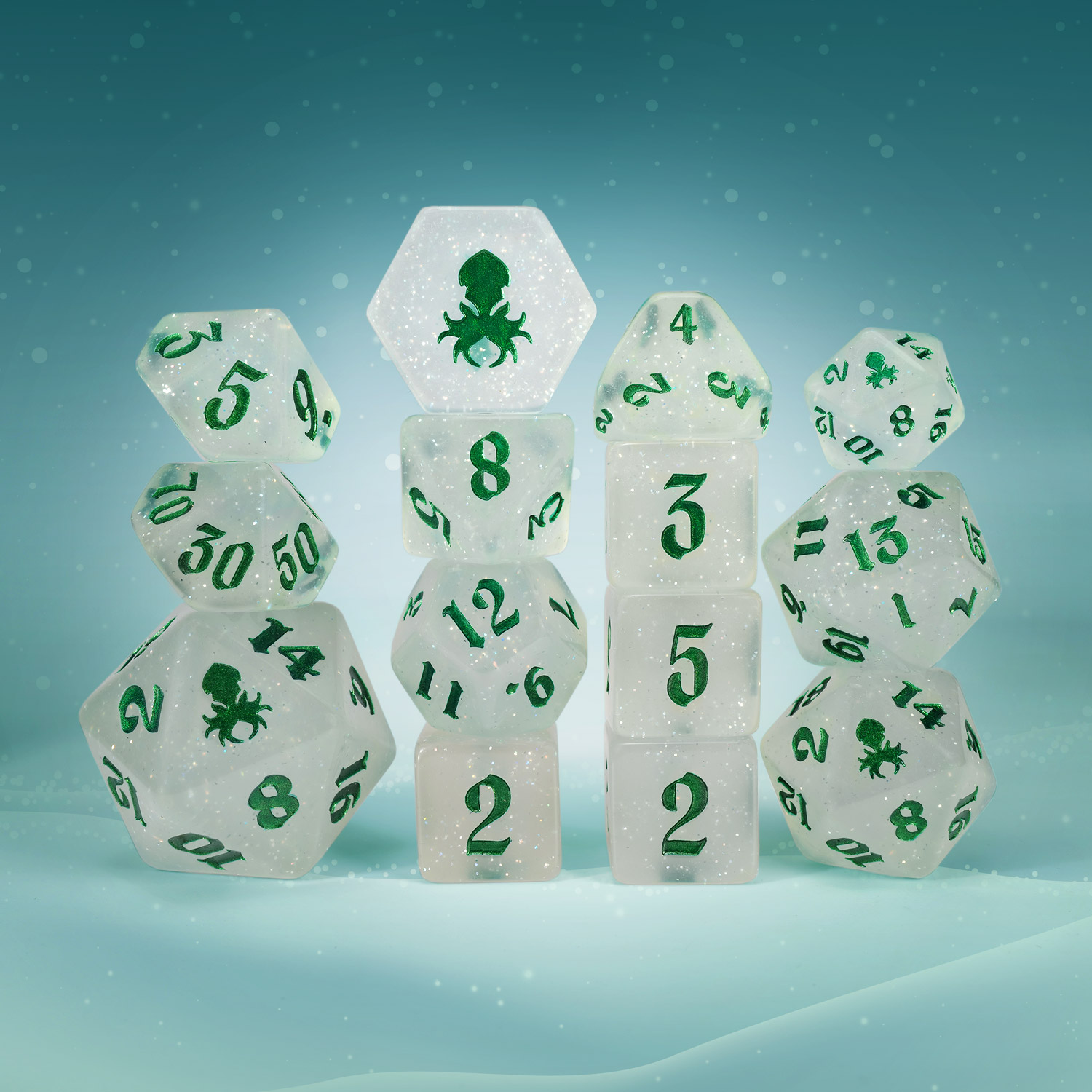 Let It Snow 14pc UV Reactive Dice Set