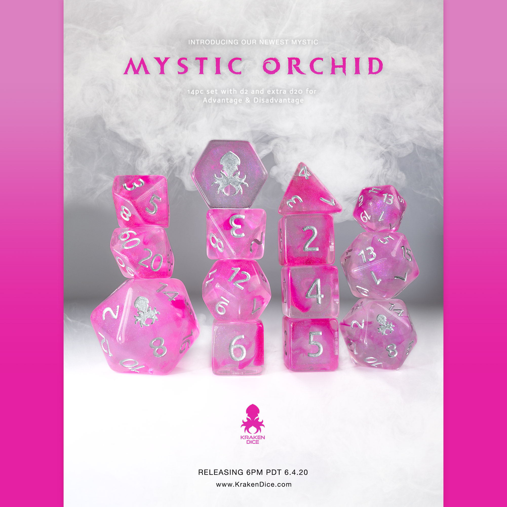Mystic Orchid 14pc Dice Set