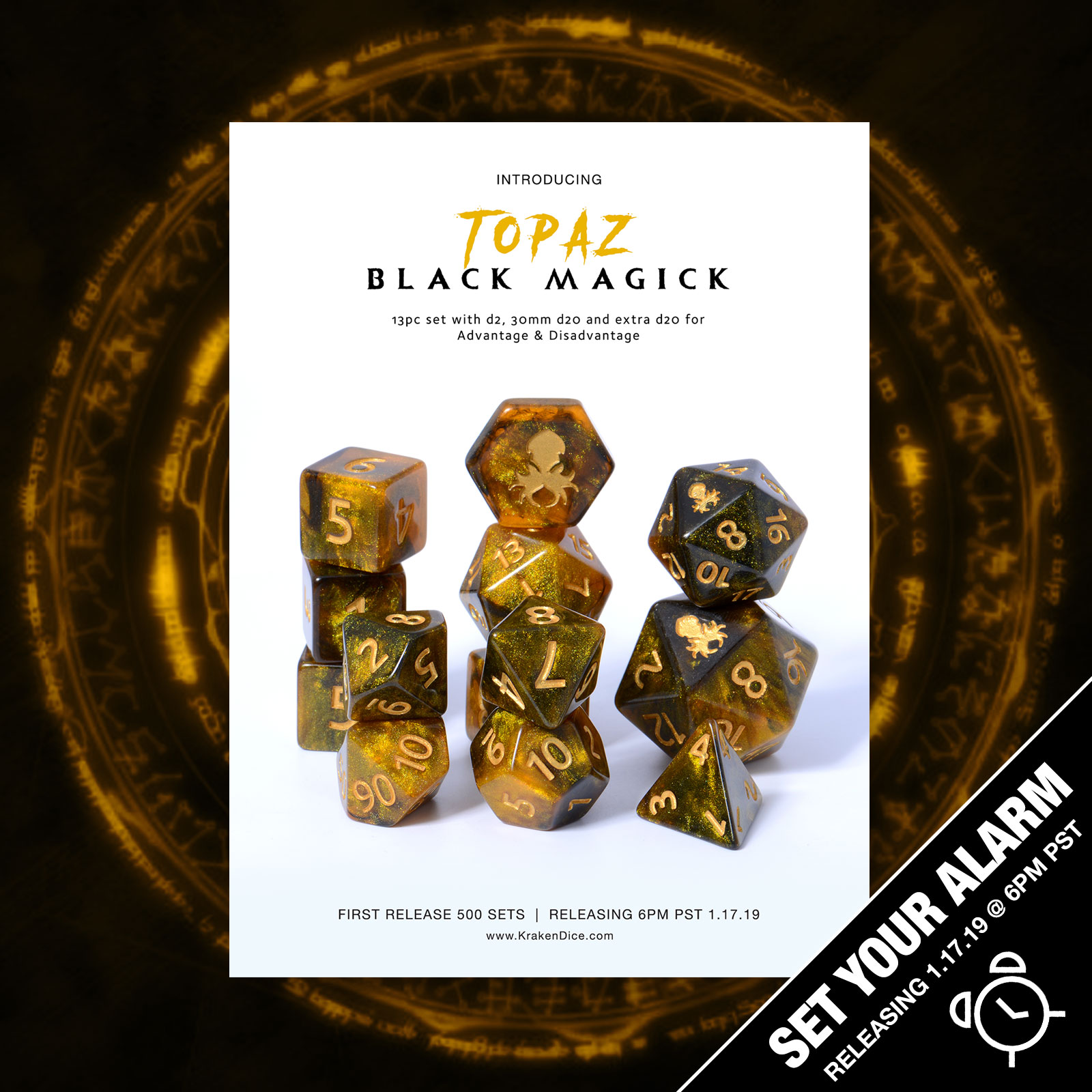 Topaz Black Magick Dice Set