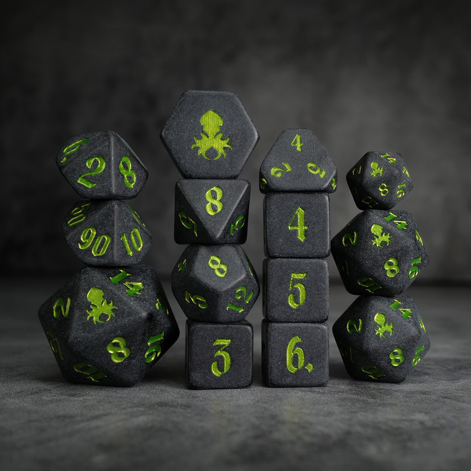 Slate: Green 14pc Matte Dice Set