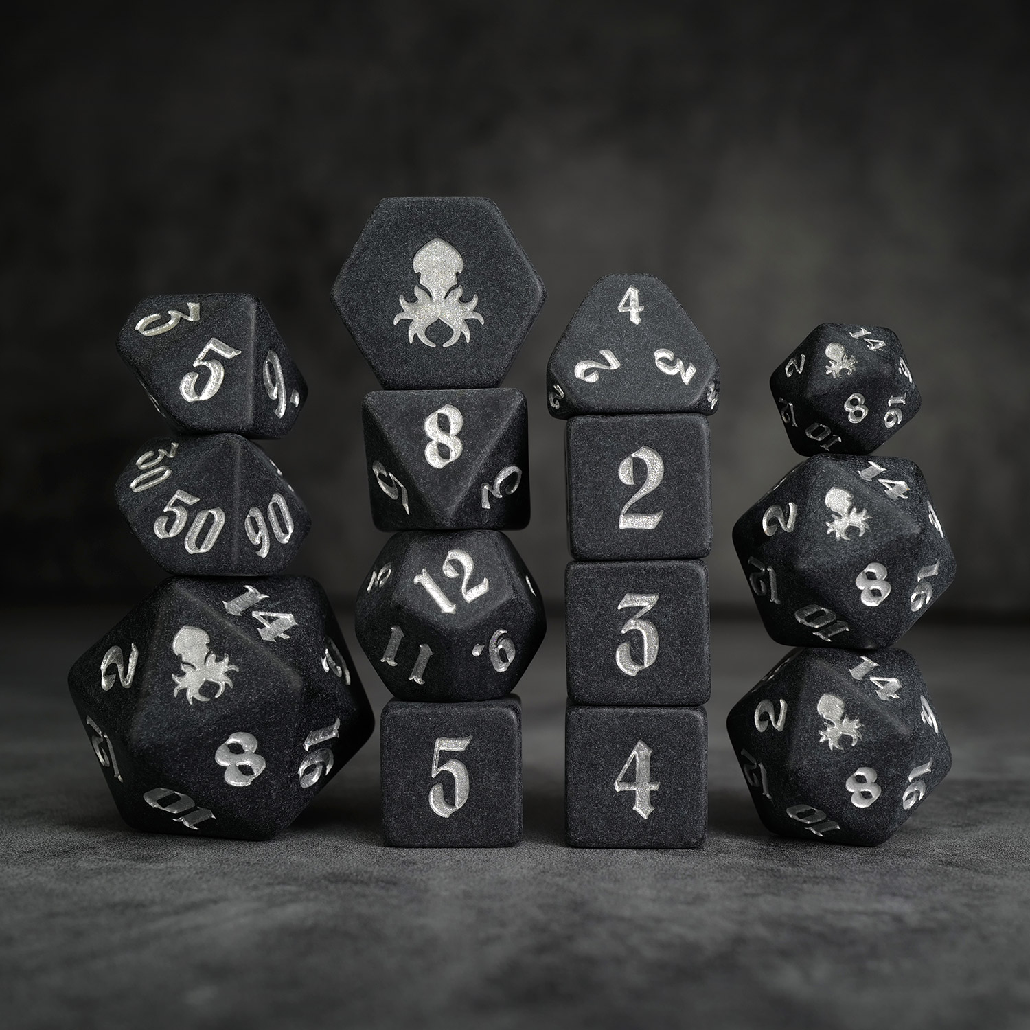 Slate: Silver 14pc Matte Dice Set