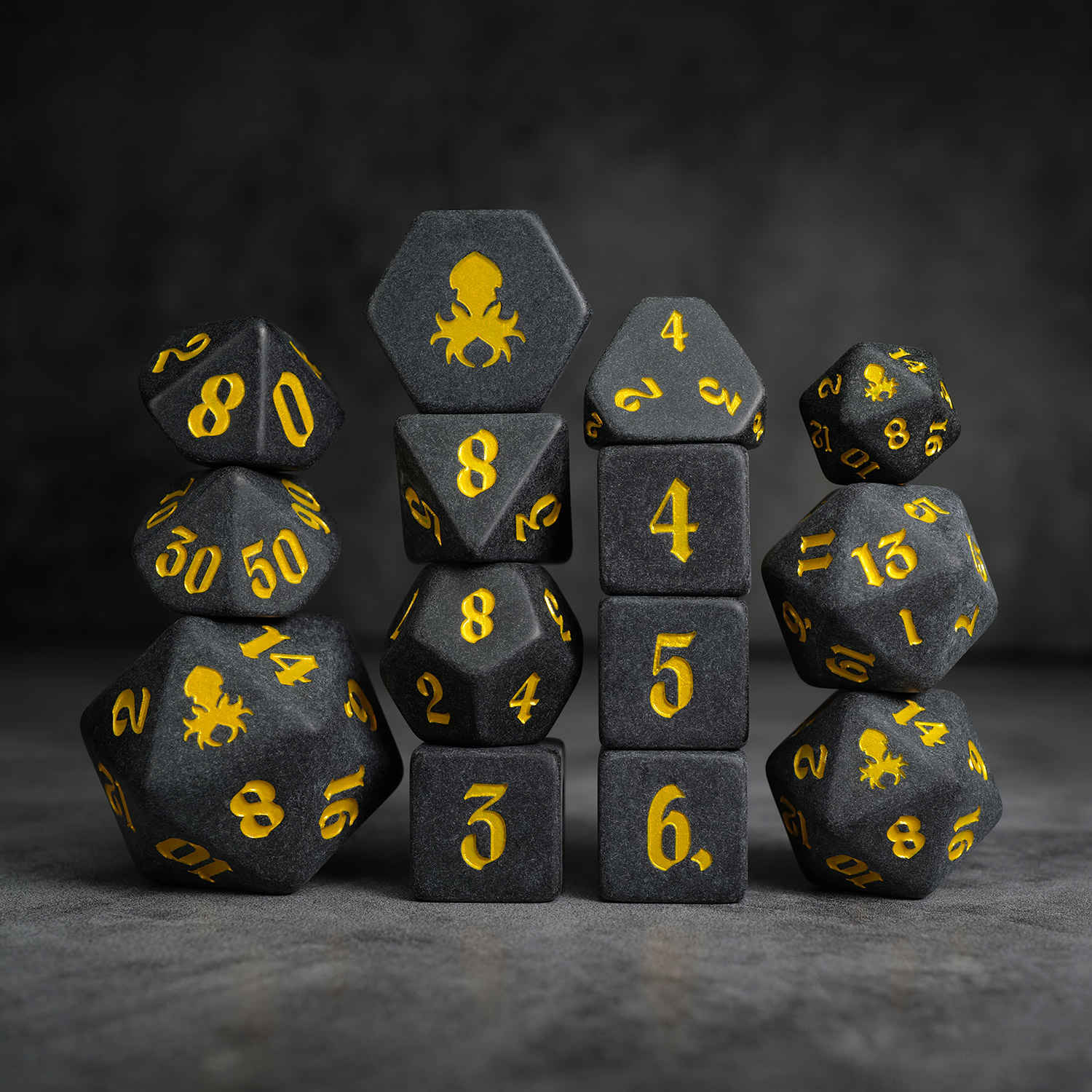 Slate: Yellow 14pc Matte Dice Set