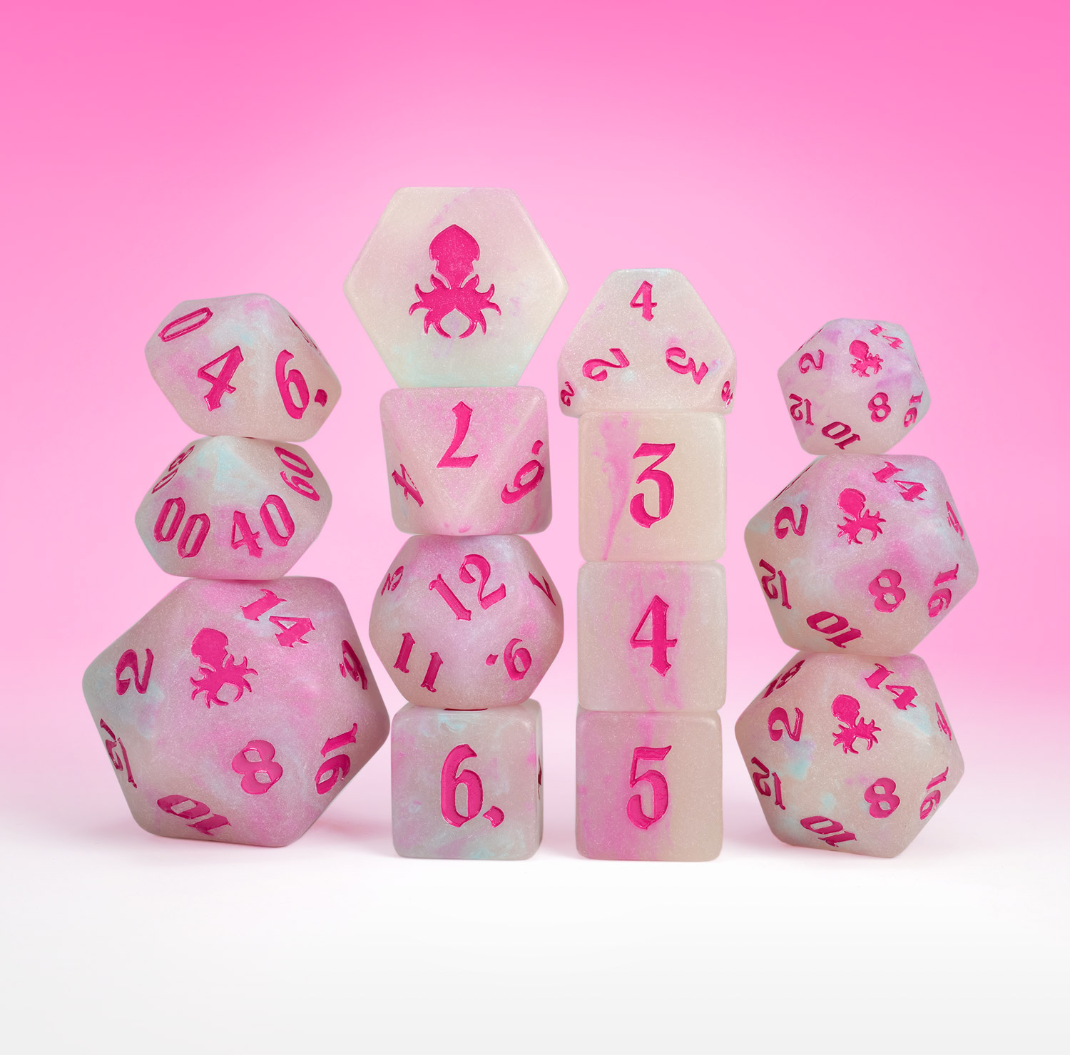Wednesdays 14pc Glow in the Dark Dice Set