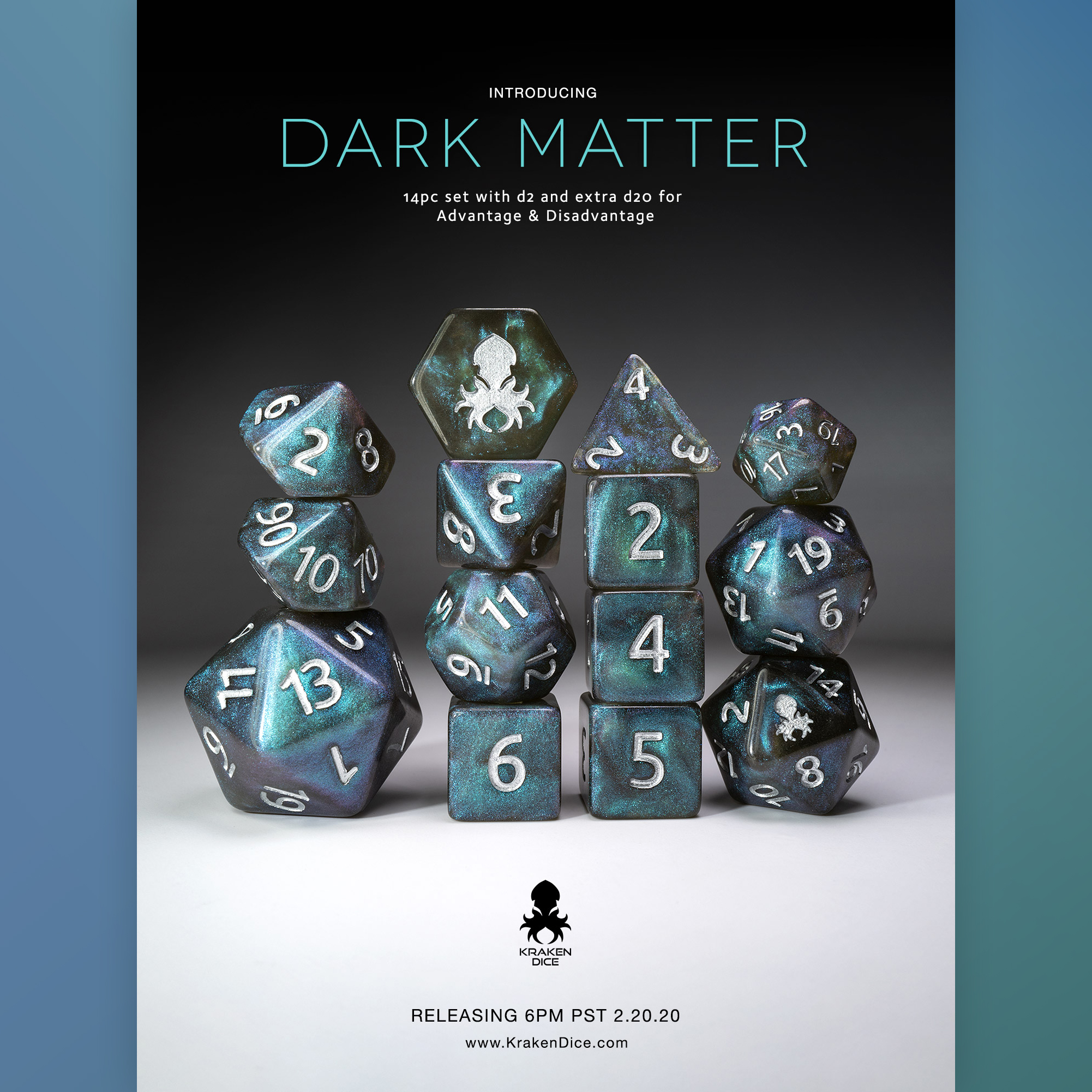 Dark Matter 14pc Dice Set