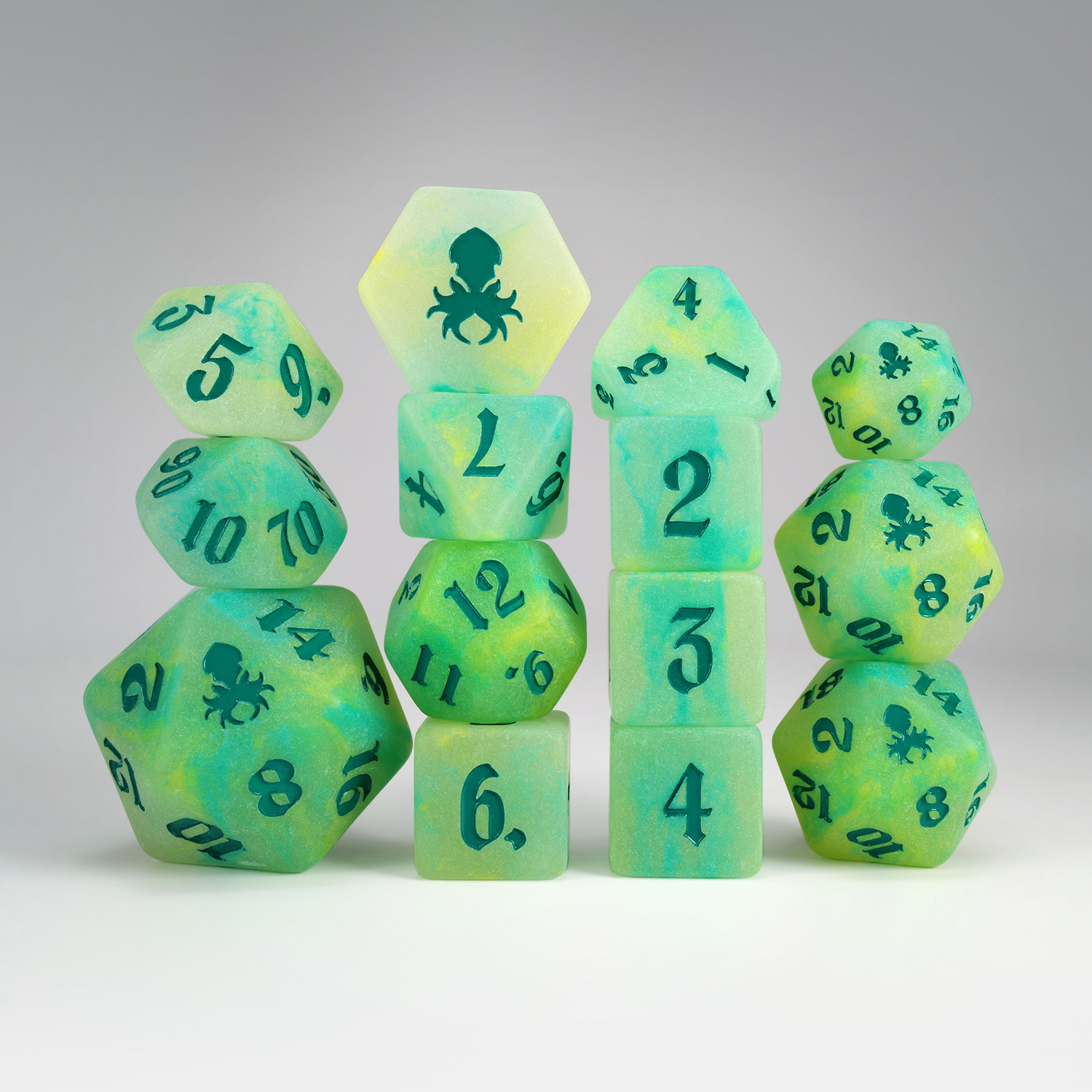 Ooze 14pc Glow in the Dark Dice Set