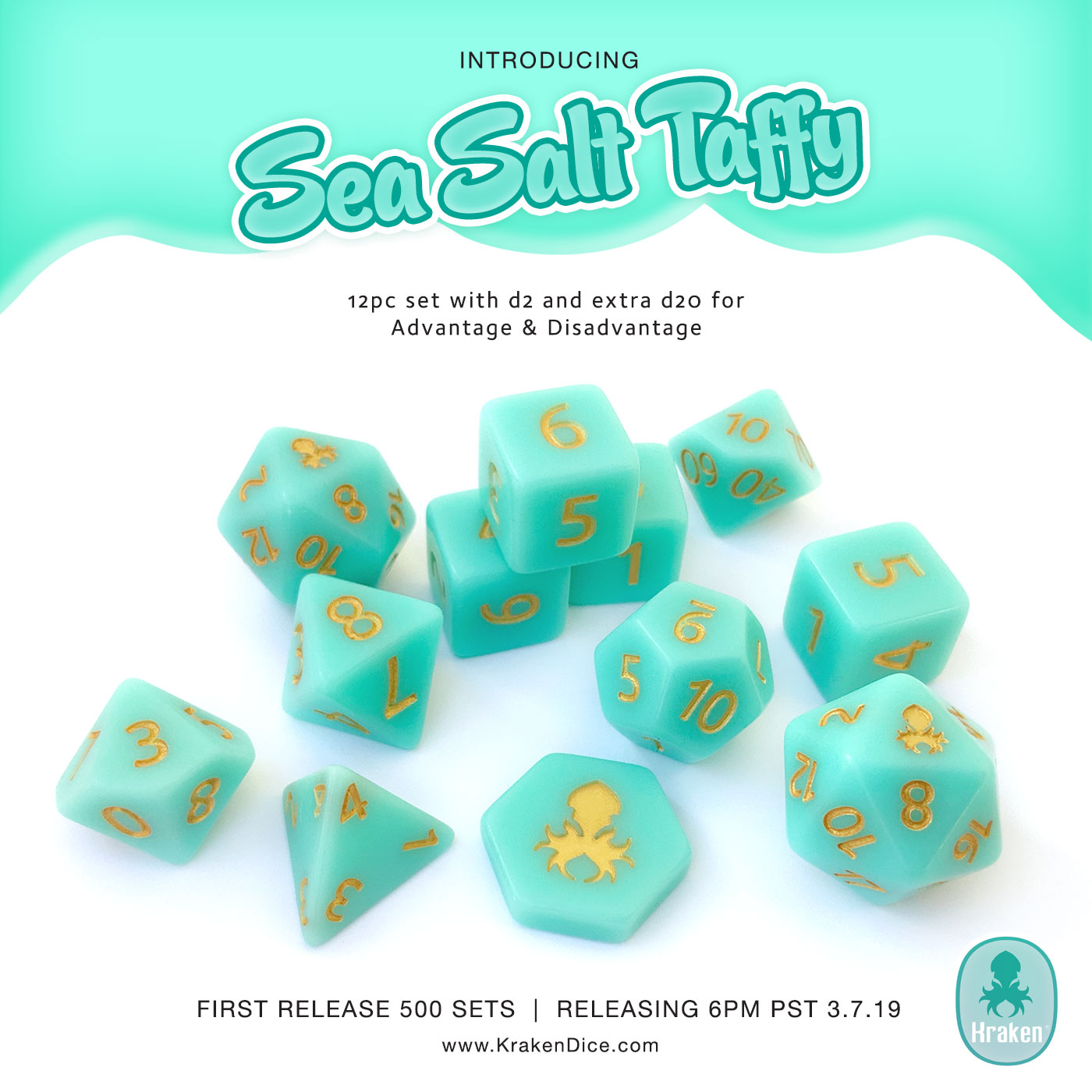 Sea Salt Taffy 12pc Matte Dice Set