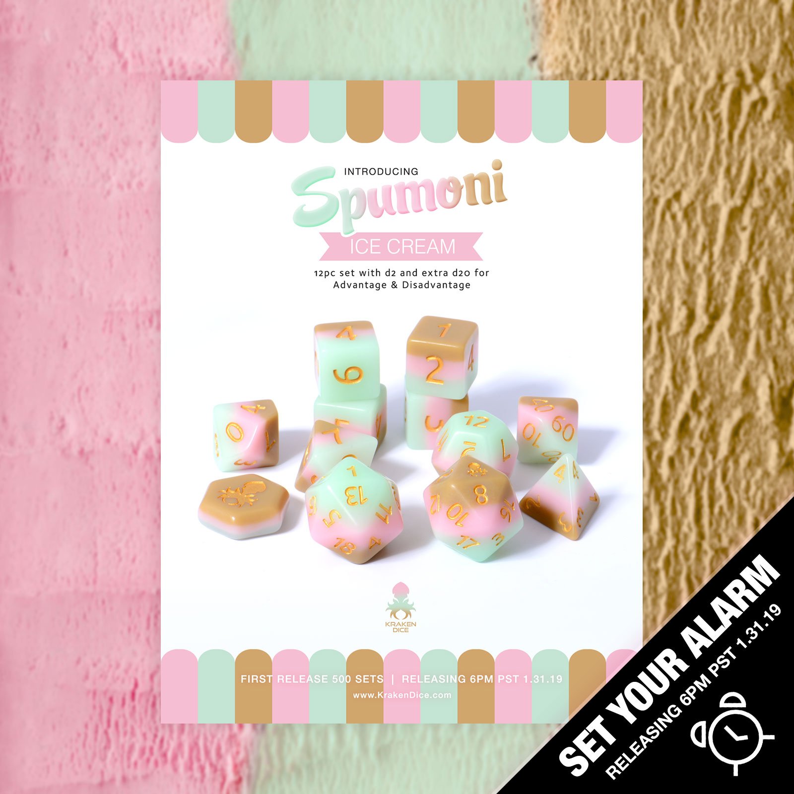 "Kraken Sweets" Spumoni Ice Cream 12pc Matte Set