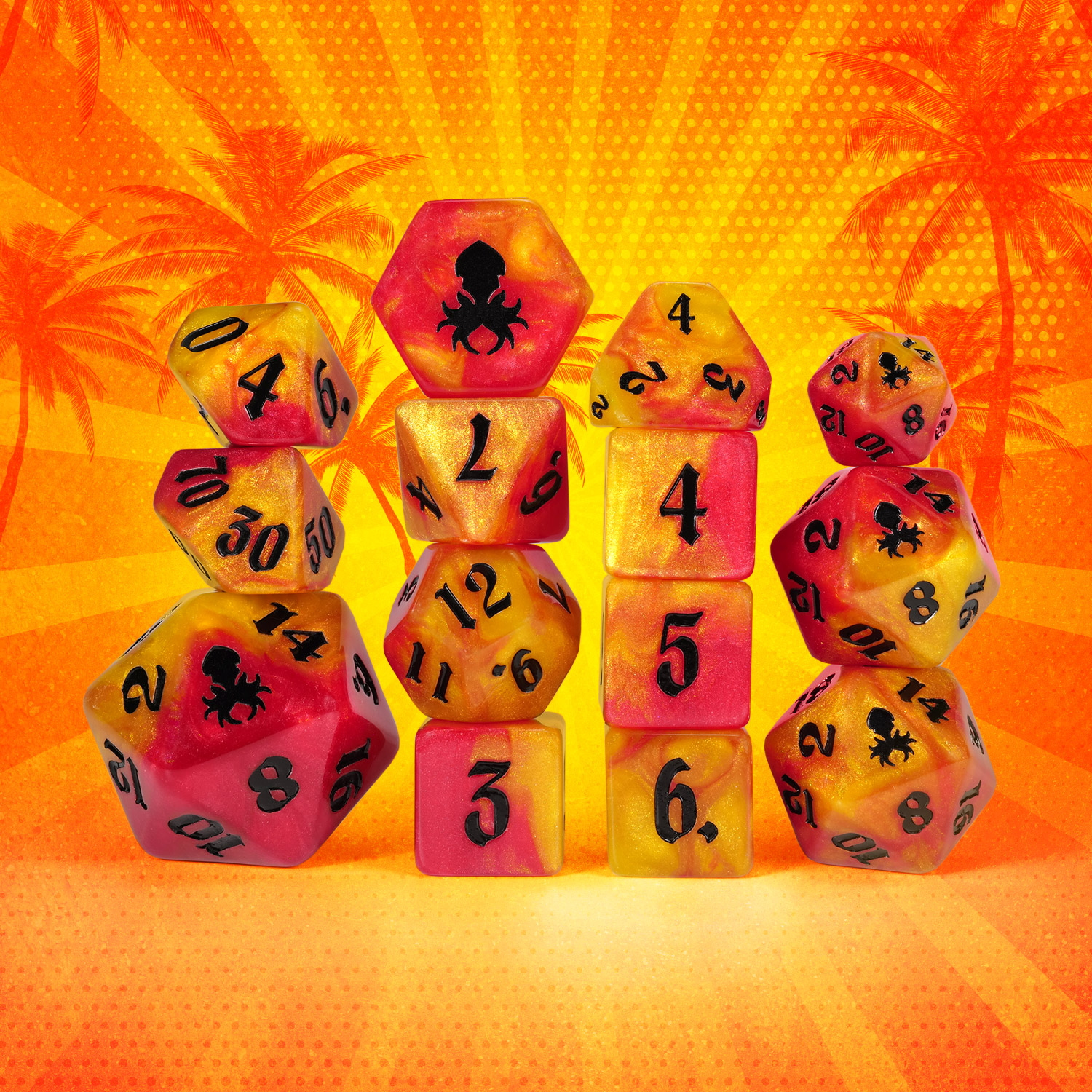 Cherry Pineapple Swirl 14pc Dice Set