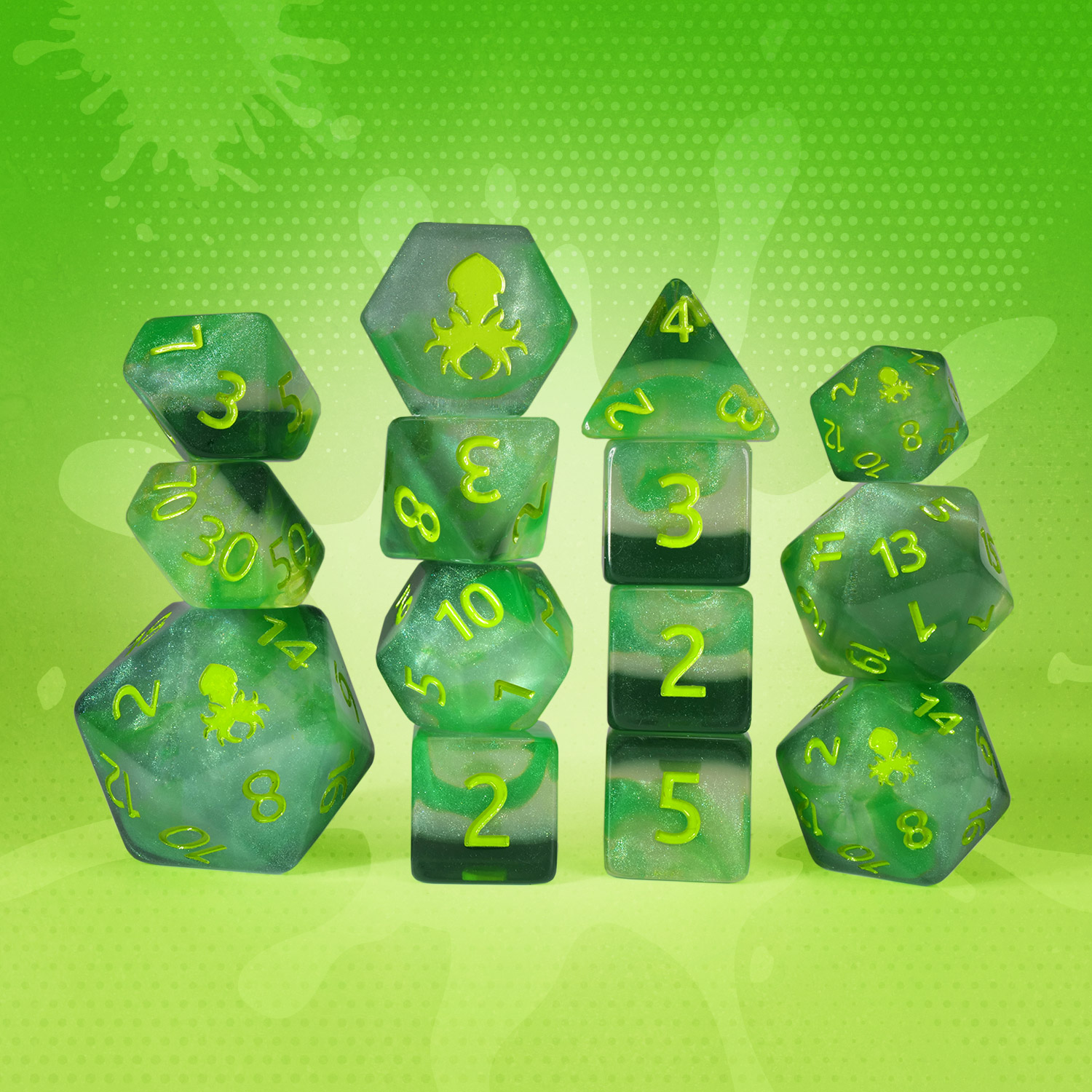 Frankenlime 14pc Dice Set