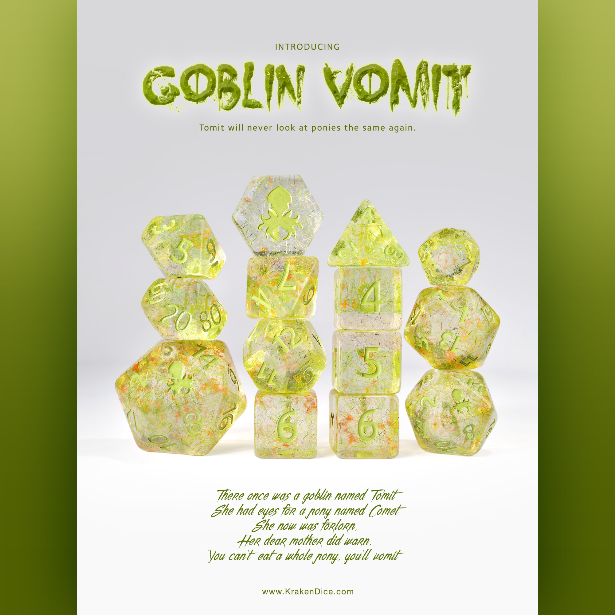 Goblin Vomit 14pc Dice Set by Kraken Dice