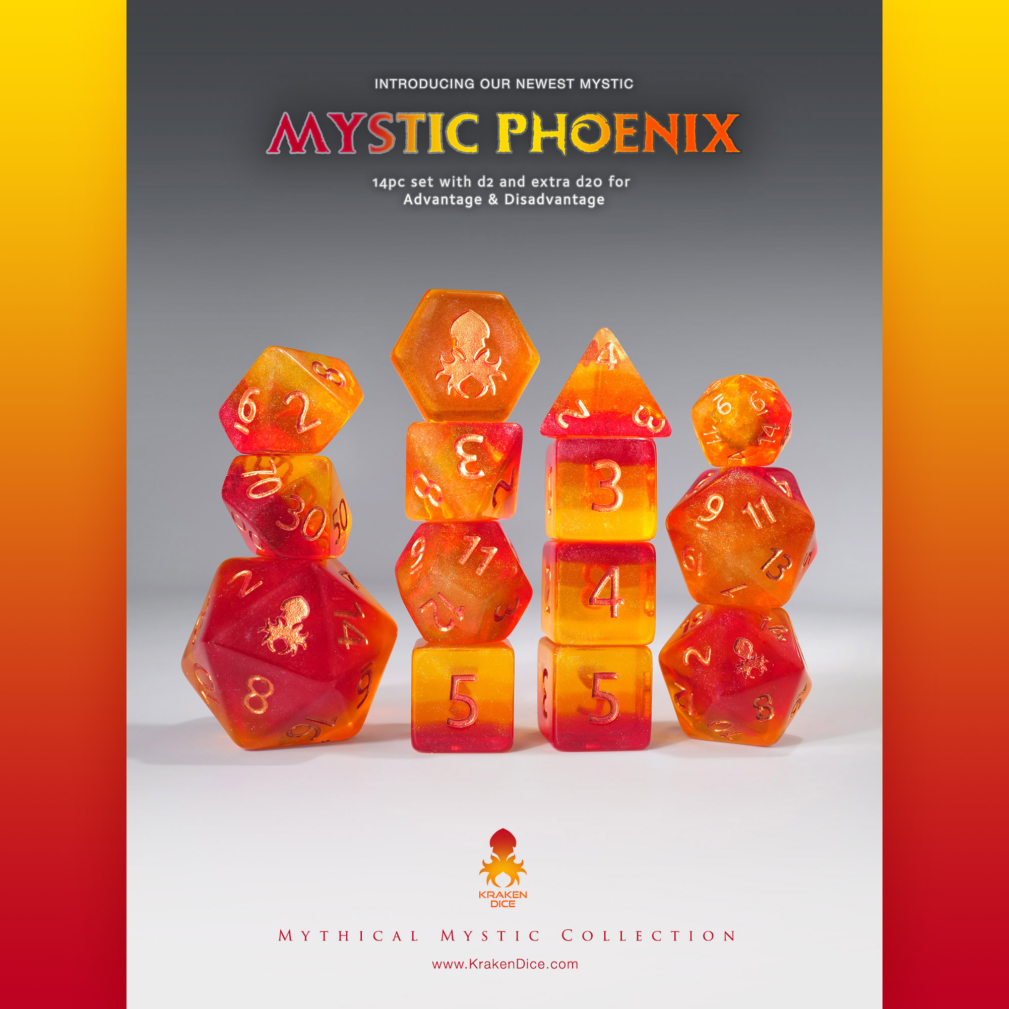 Mystic Phoenix 14pc Dice Set