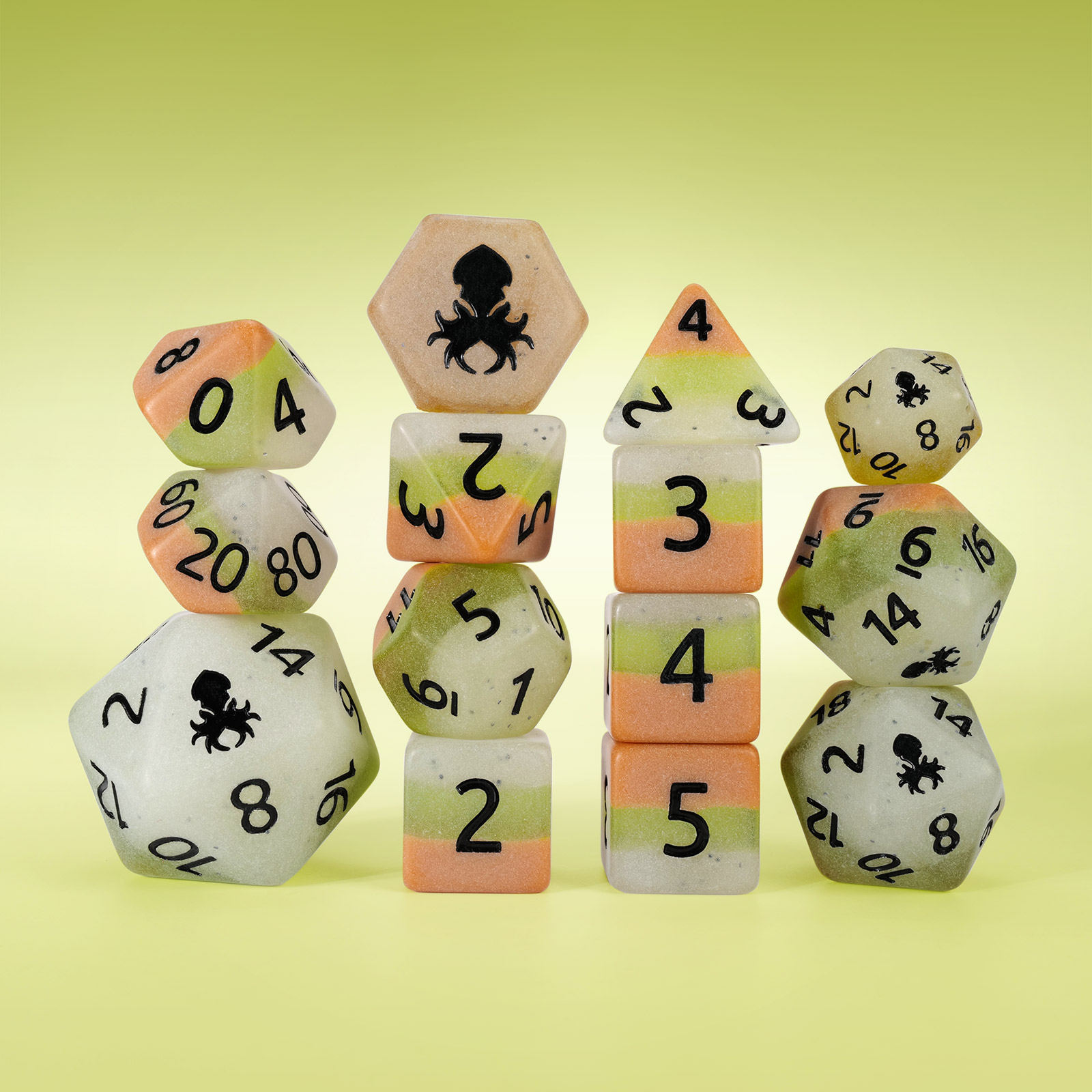 Kiwi Glow In The Dark Dice Set