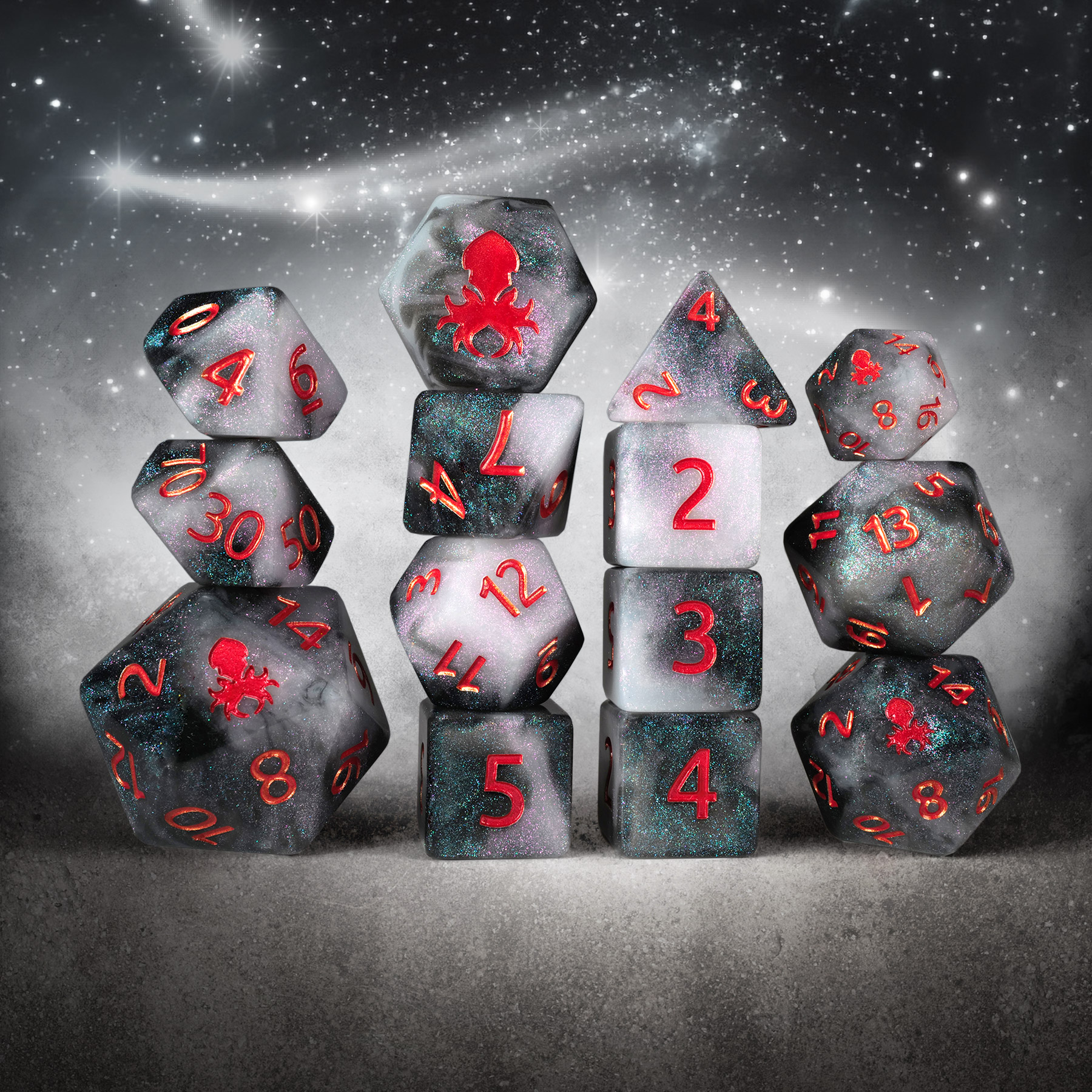 Moonstone White Magick 14pc Dice Set