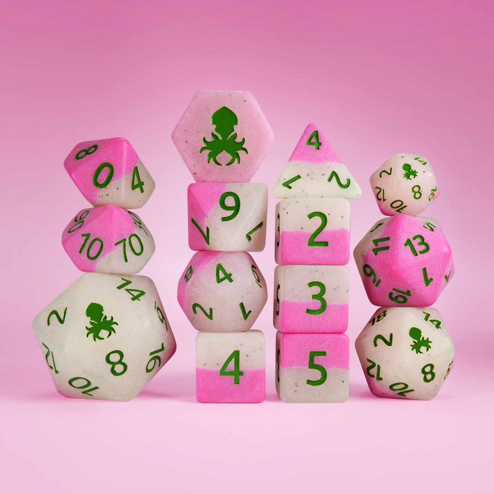 Pink Dragon Fruit Glow In The Dark Dice Set