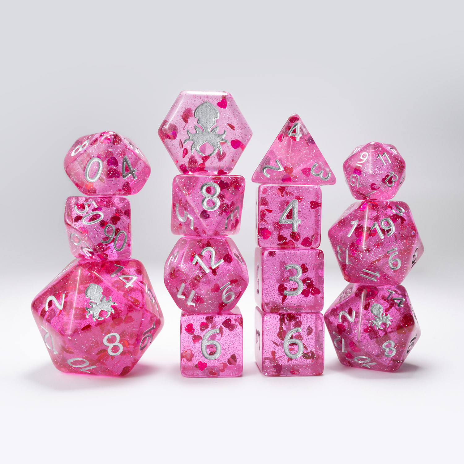 Scorn - Red with Red Hearts 14pc Limited Edition Dice Set