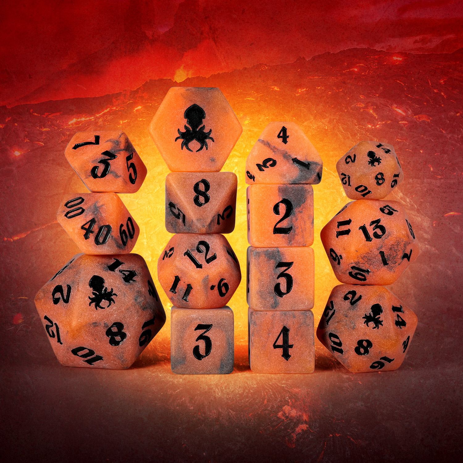 Volcanic Fortress 14pc Dice Set