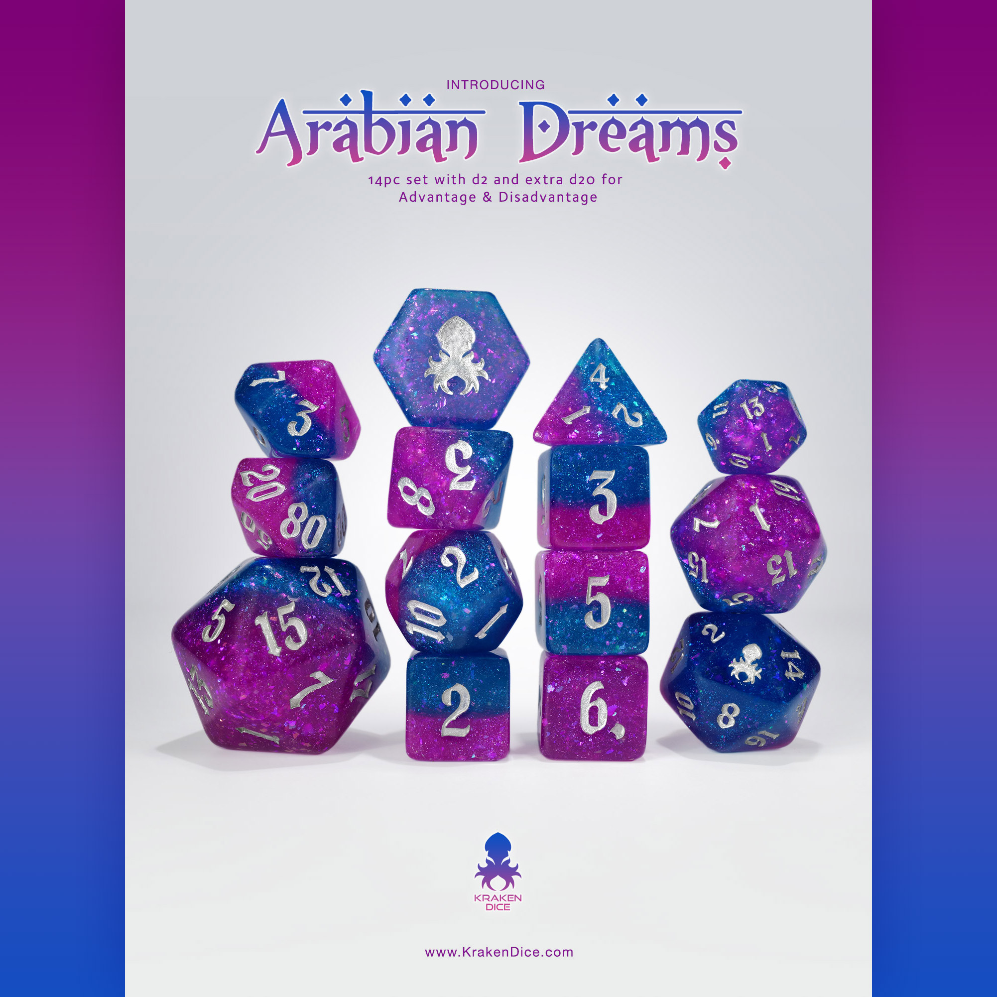 Arabian Dreams 14pc - Limited Run - Silver Ink Dice Set