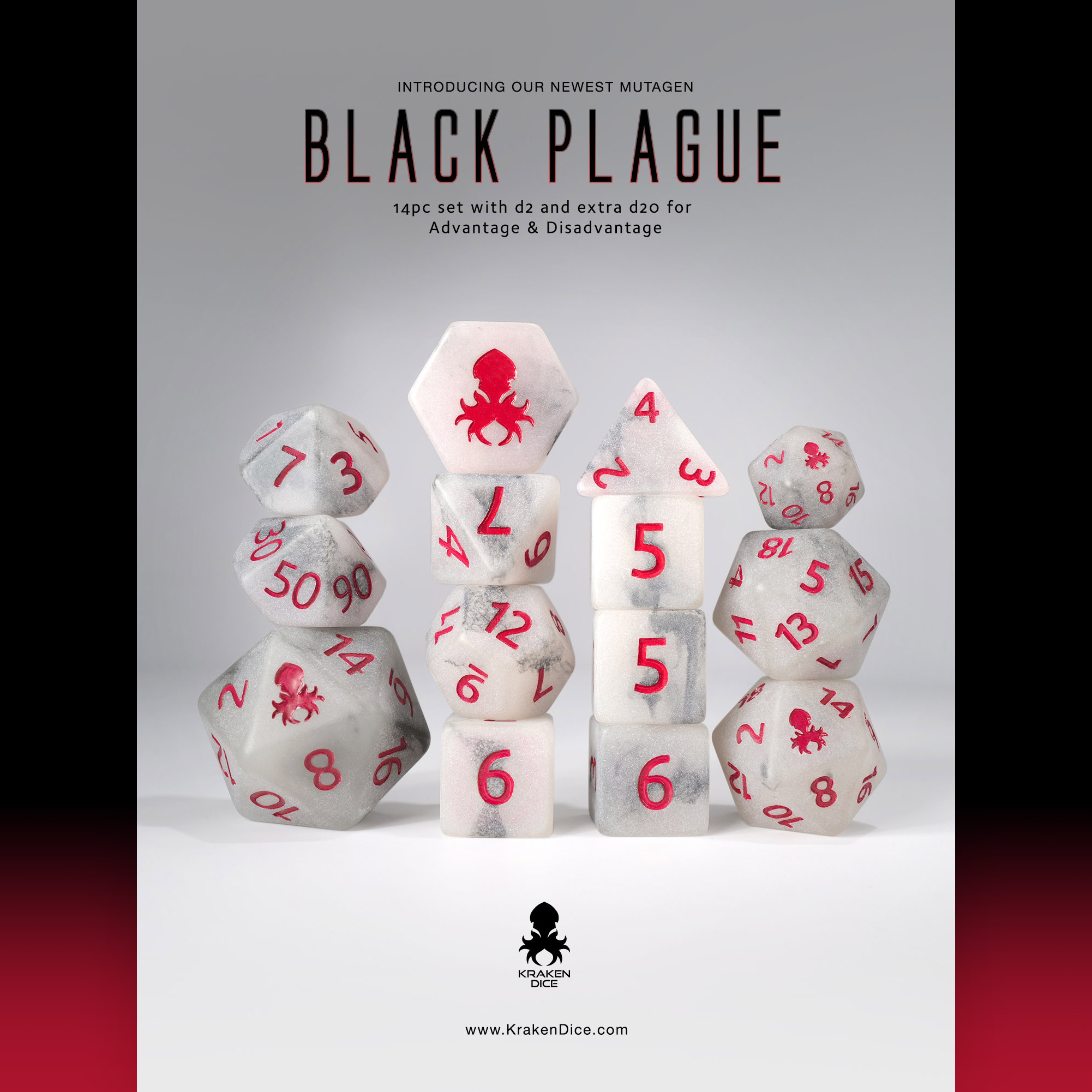 Black Plague 14pc Glow in the Dark Dice Set