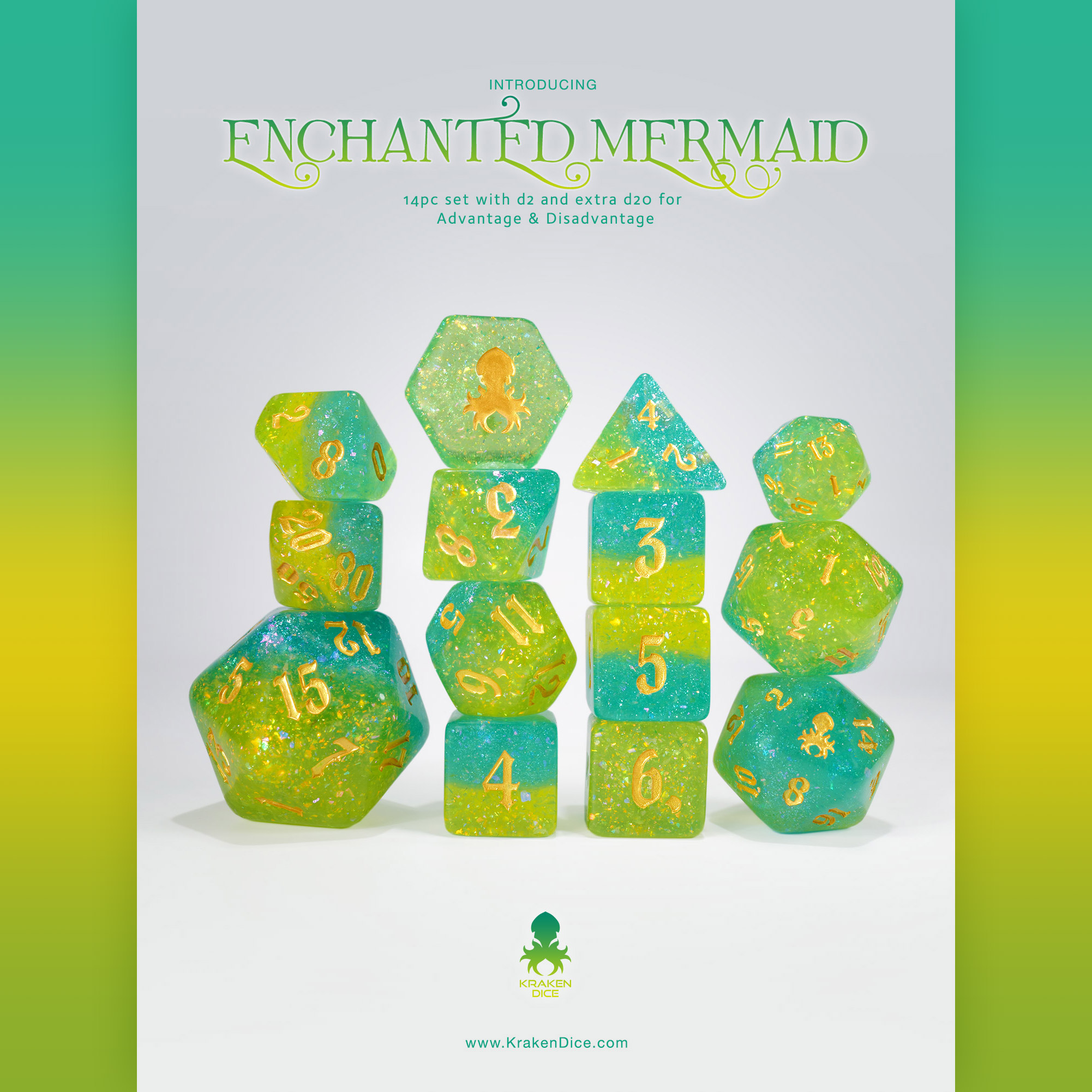 Enchanted Mermaid 14pc Dice Set