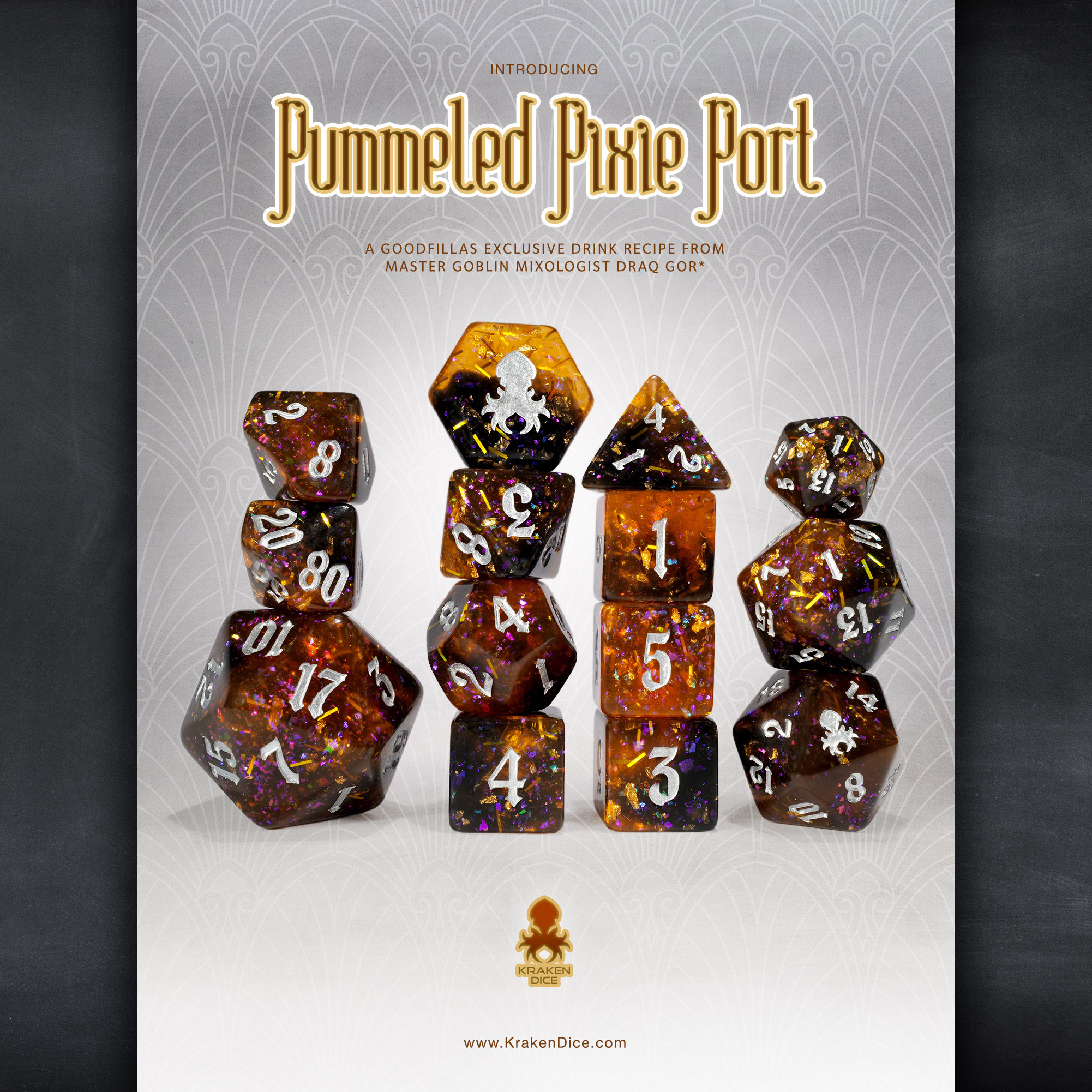 Pummeled Pixie Port 14pc Dice Set