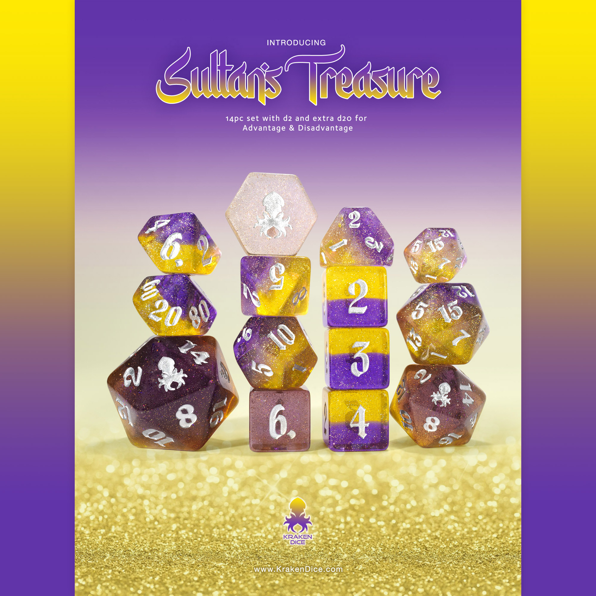Sultans Treasure 14pc Dice Set