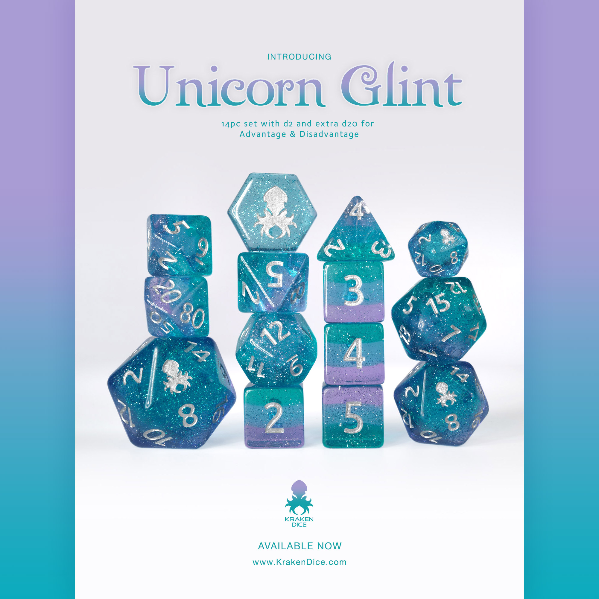 Unicorn Glint 14pc Dice Set