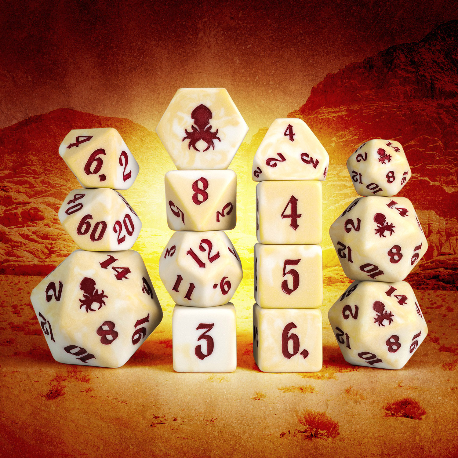 Badlands 14pc Dice Set Inked In Red