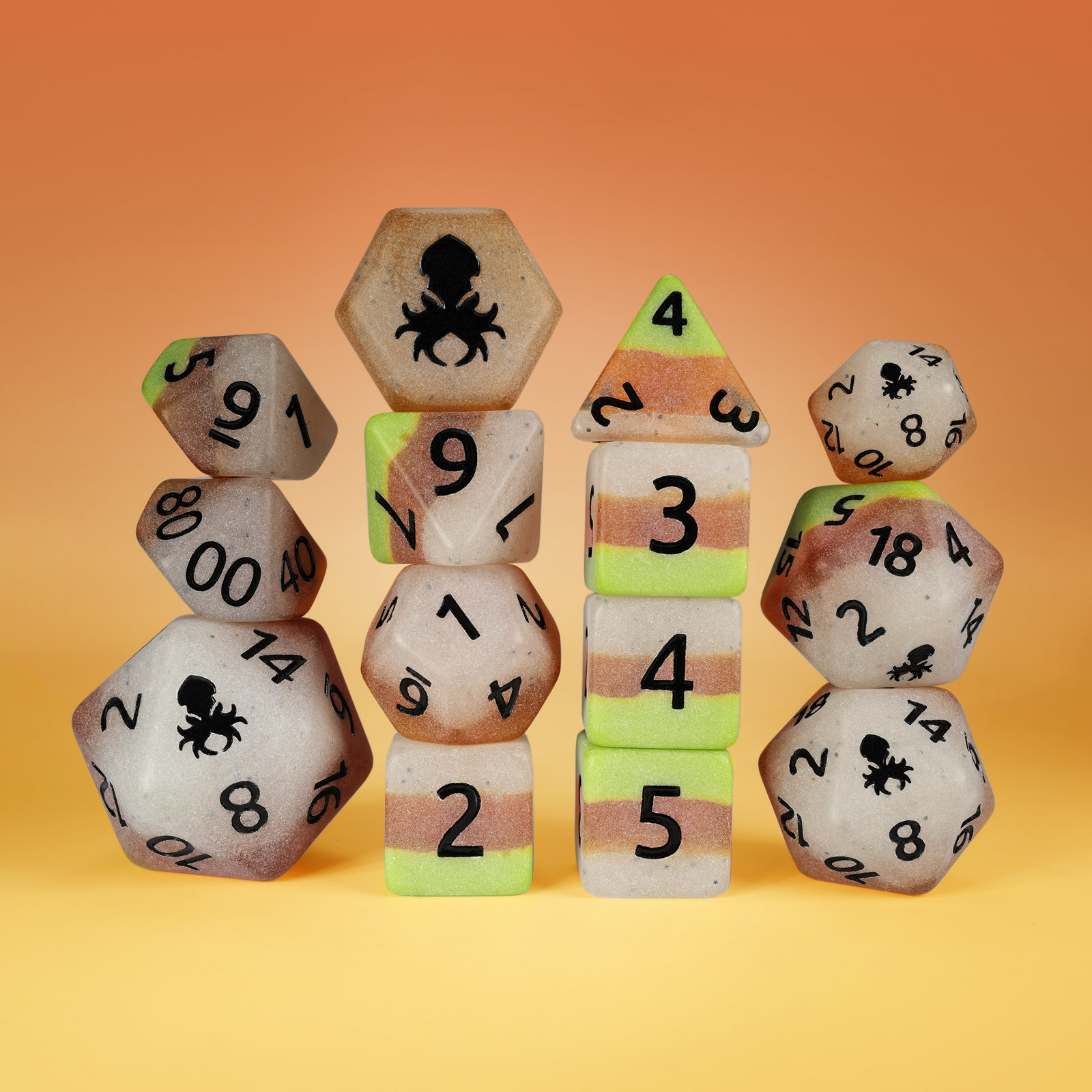 Papaya Glow In The Dark Dice Set
