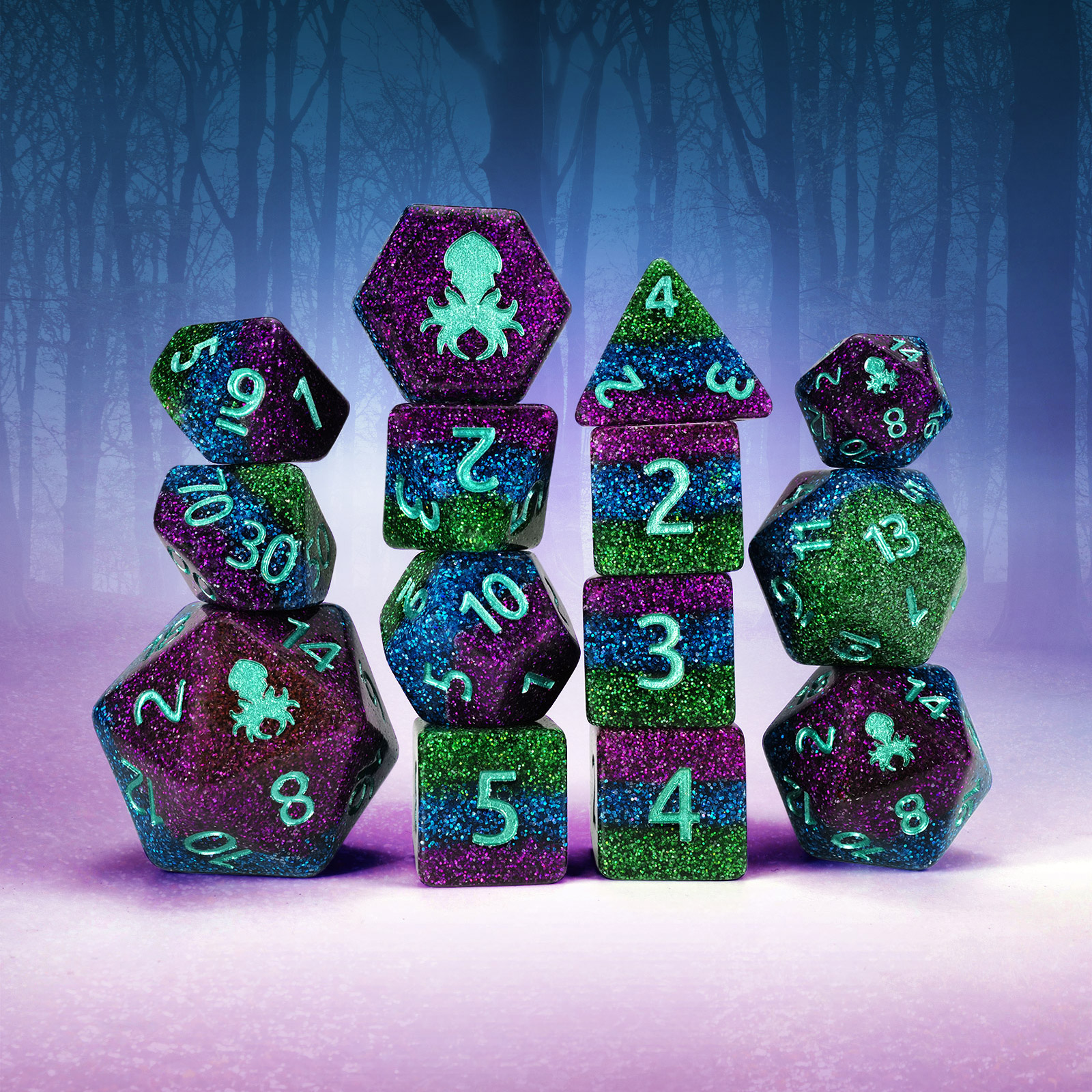 Witching Hour 14pc Dice Set Inked In Teal