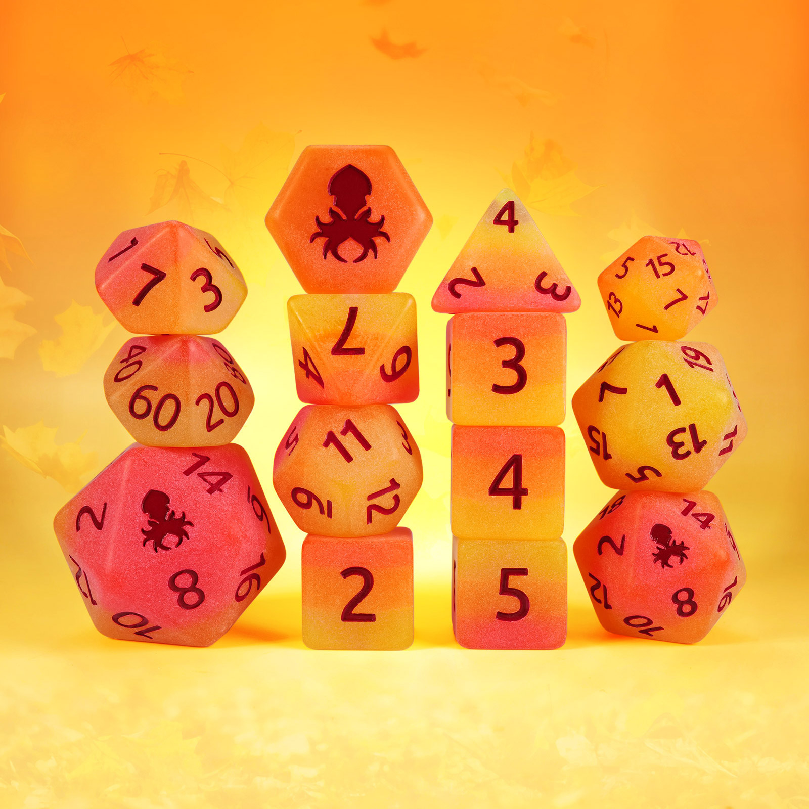 Harvest Sunset Glow In The Dark 14pc Dice