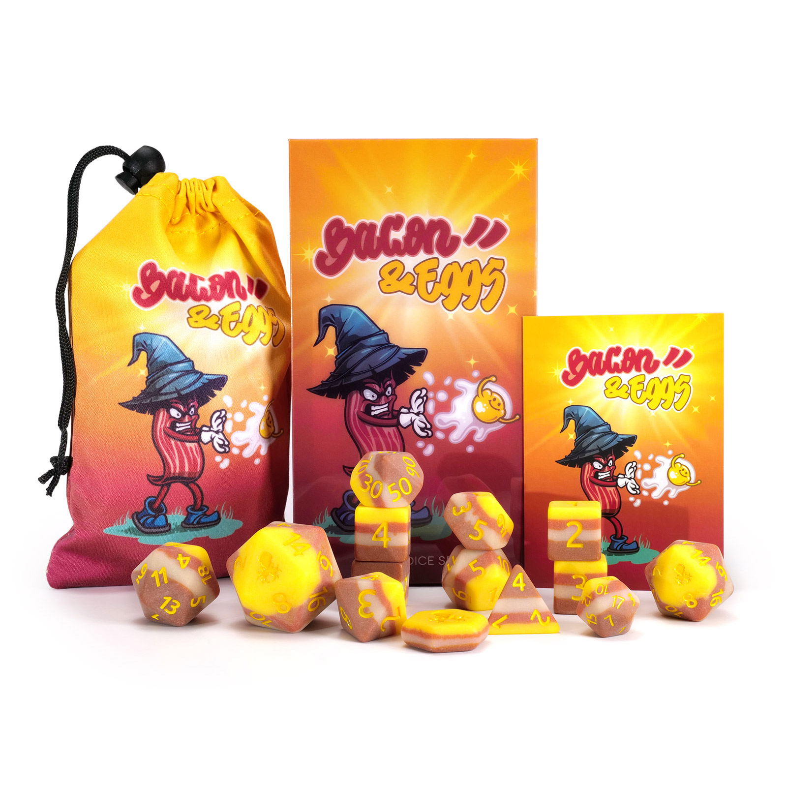 Bacon And Eggs 14pc Dice Bundle Inked In Yellow