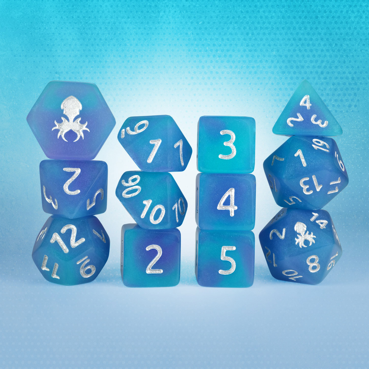 Arctic Frost Quencher Glow In The Dark 12pc Dice Set