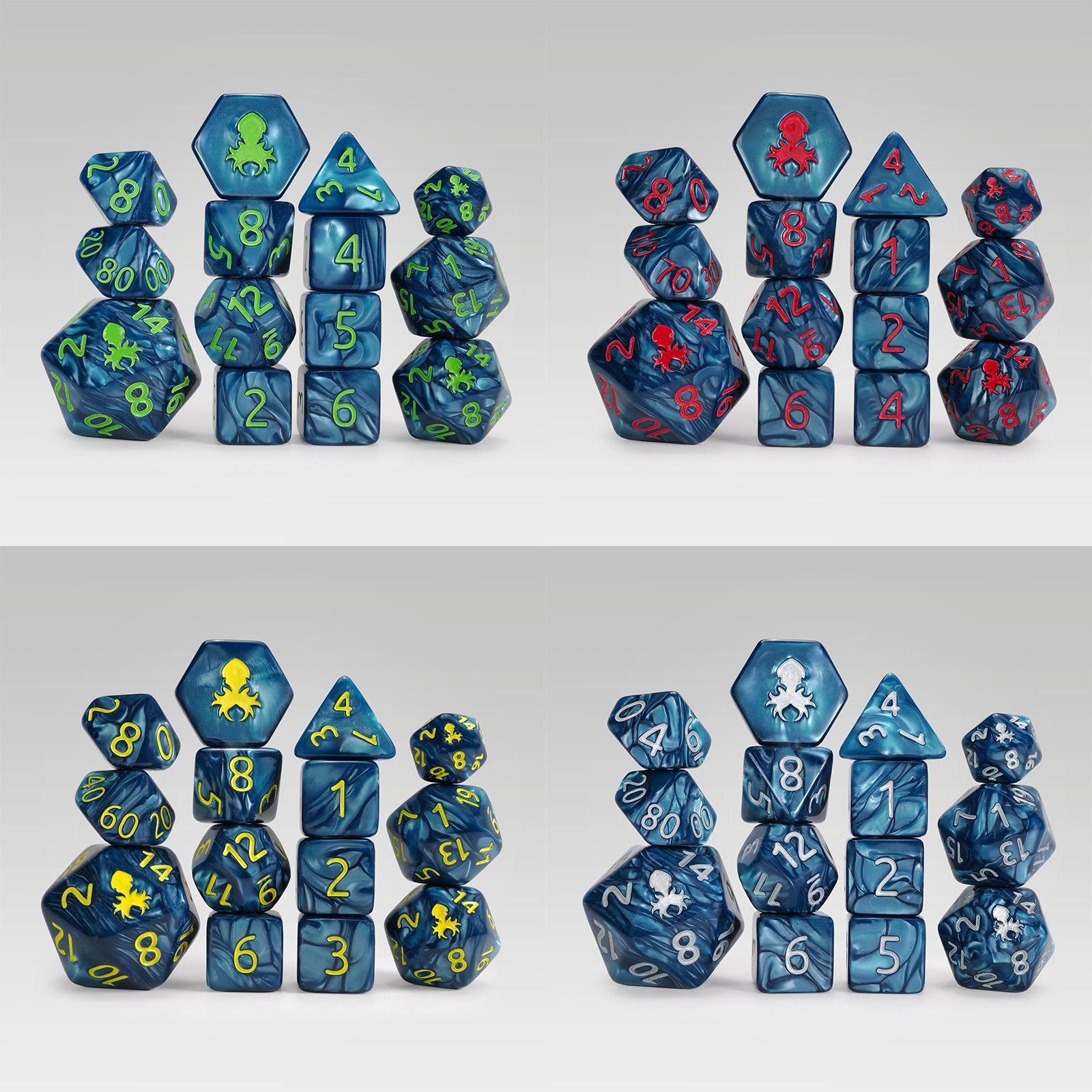 Kraken’s Signature Cadet Blue 14pc Acrylic Dice Set