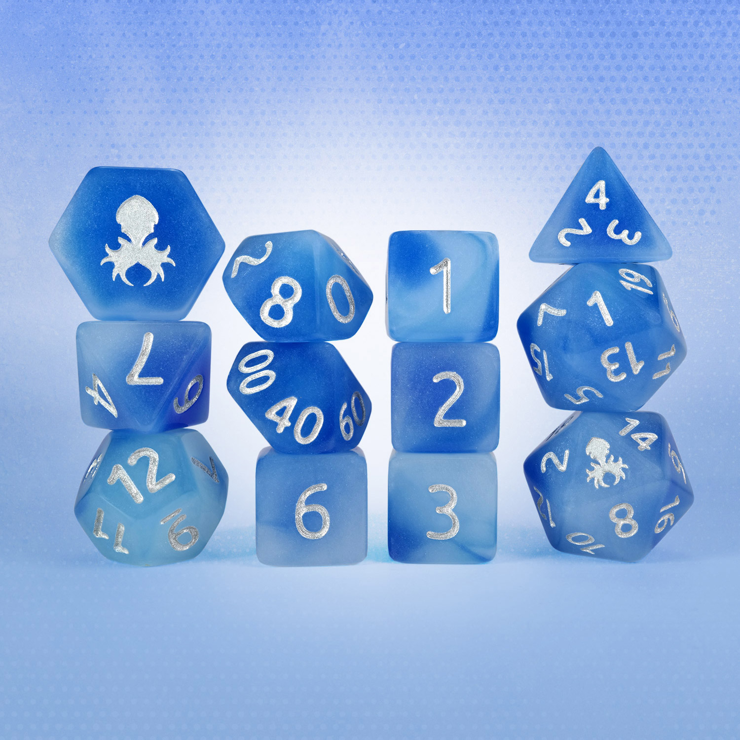 Blueberry Quencher Glow In The Dark 12pc Dice Set