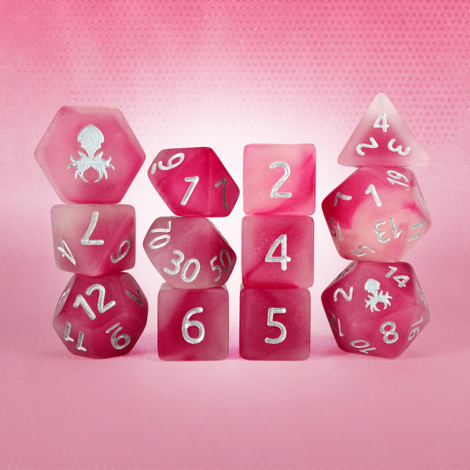 Cranberry Quencher Glow In The Dark 12pc Dice Set