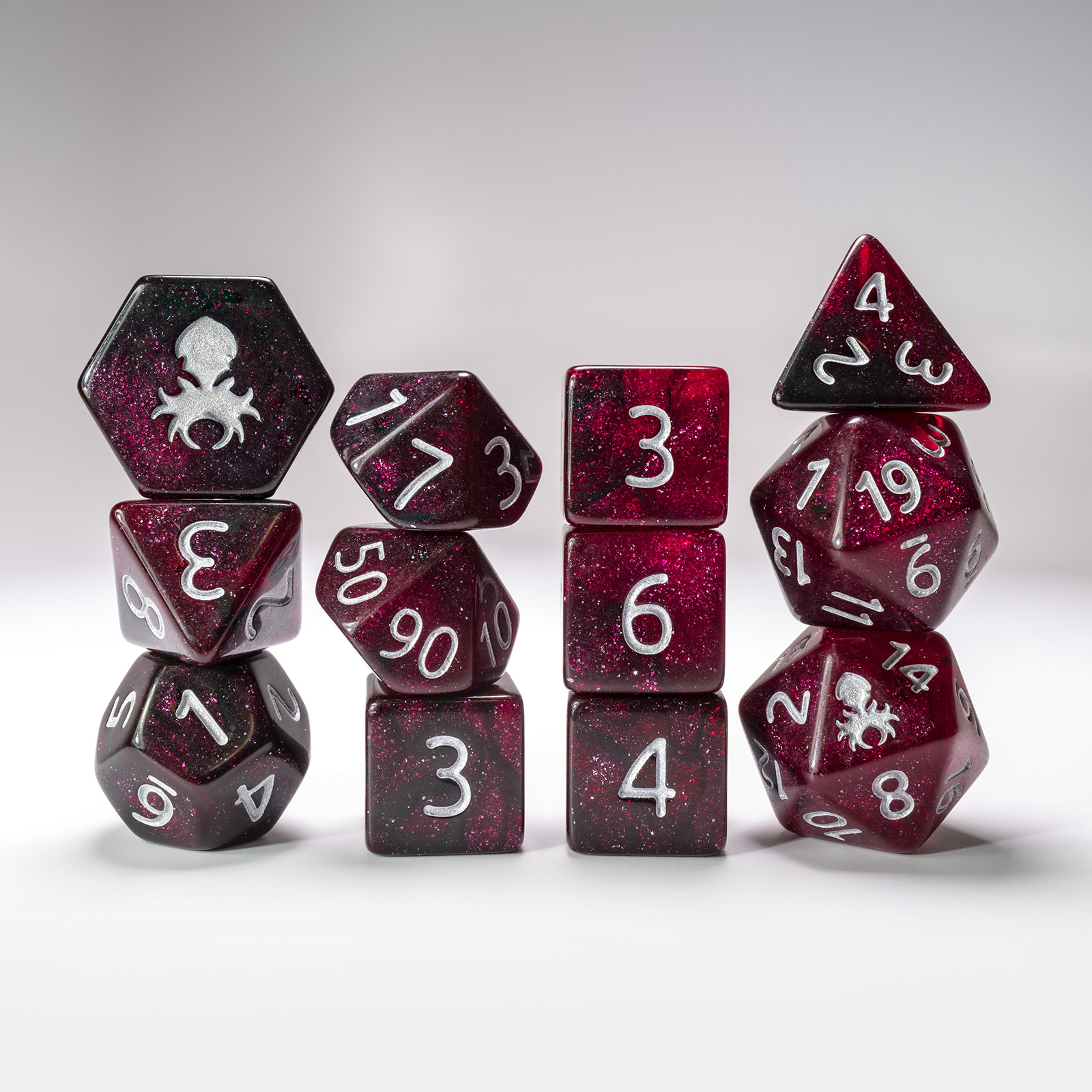 Crimson Midnight 12pc Glimmer Dice Set